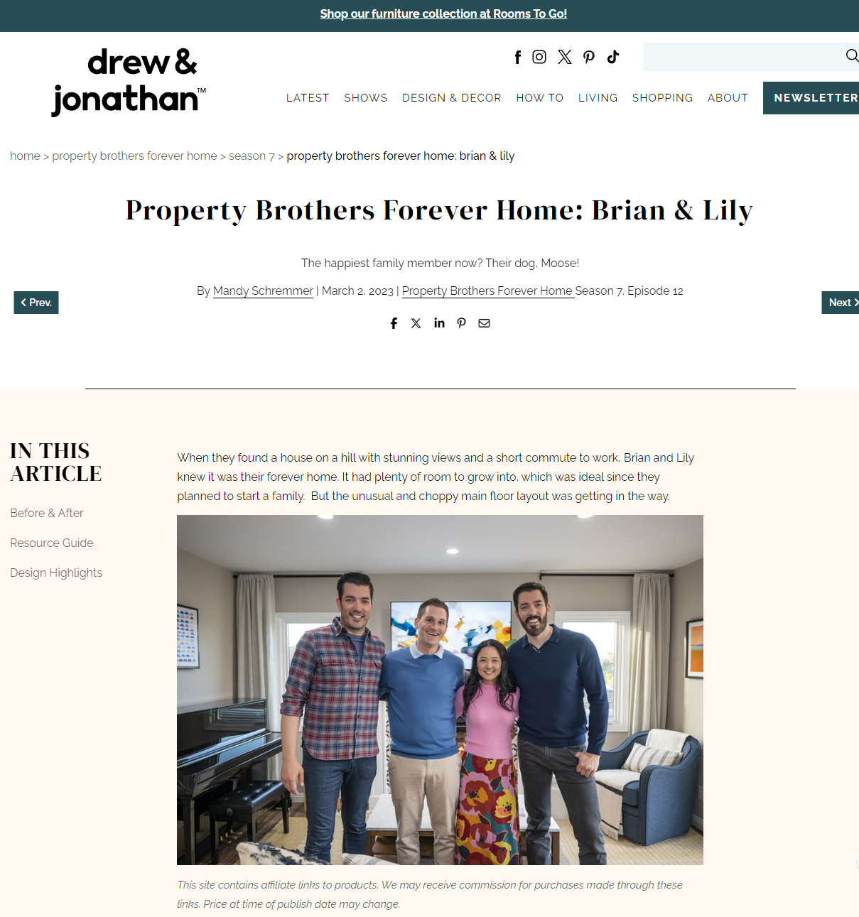 Alongside artwork on Samsung FrameTV on Property Brothers Blog