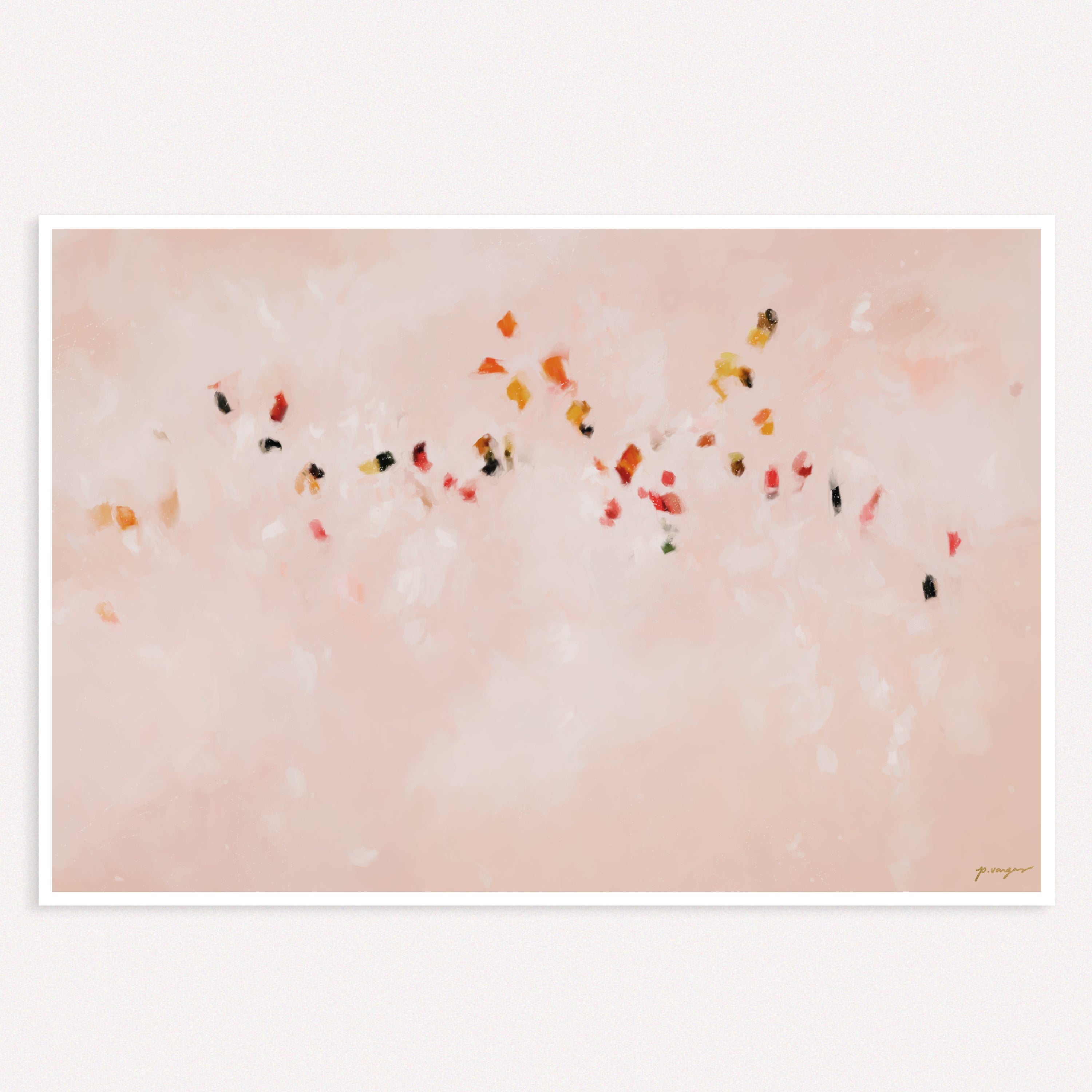 Gliding Along, Pink abstract wall art print for home decor.