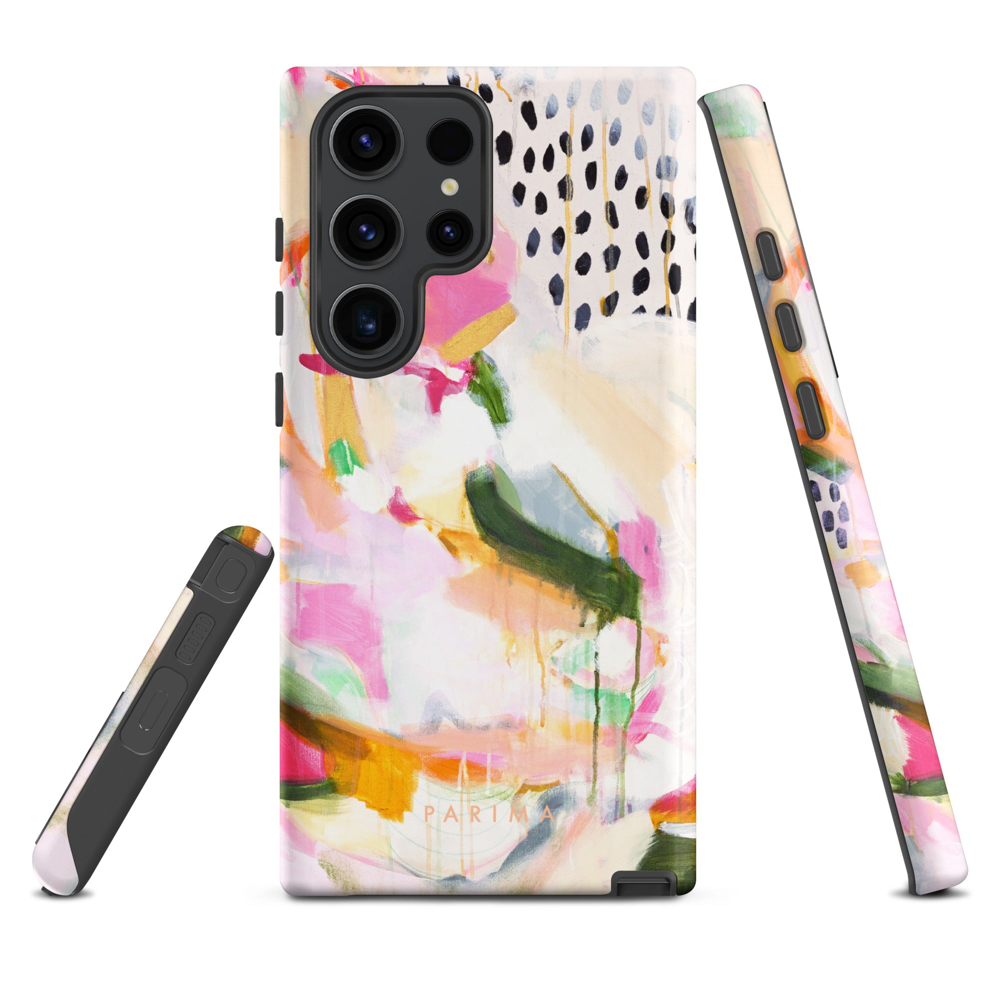 Adira, pink and green abstract art on Samsung Galaxy S23 Ultra tough case by Parima Studio