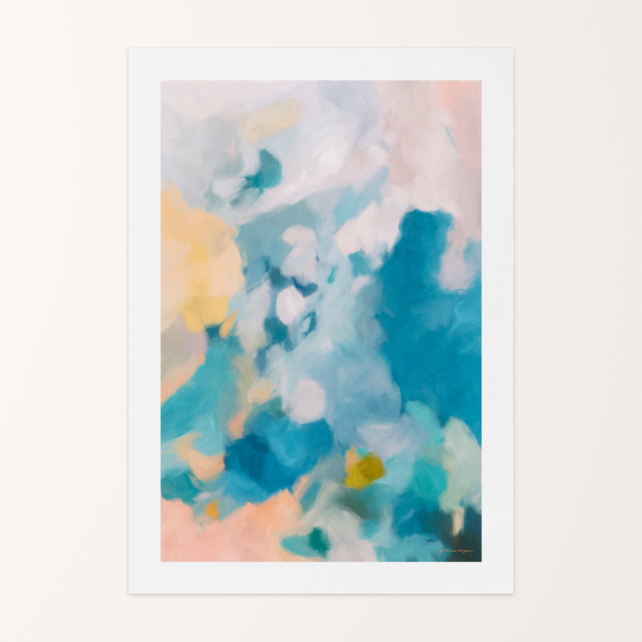 Aelia, pastel pink blue abstract canvas wall art print by Parima Studio - summer beach decor