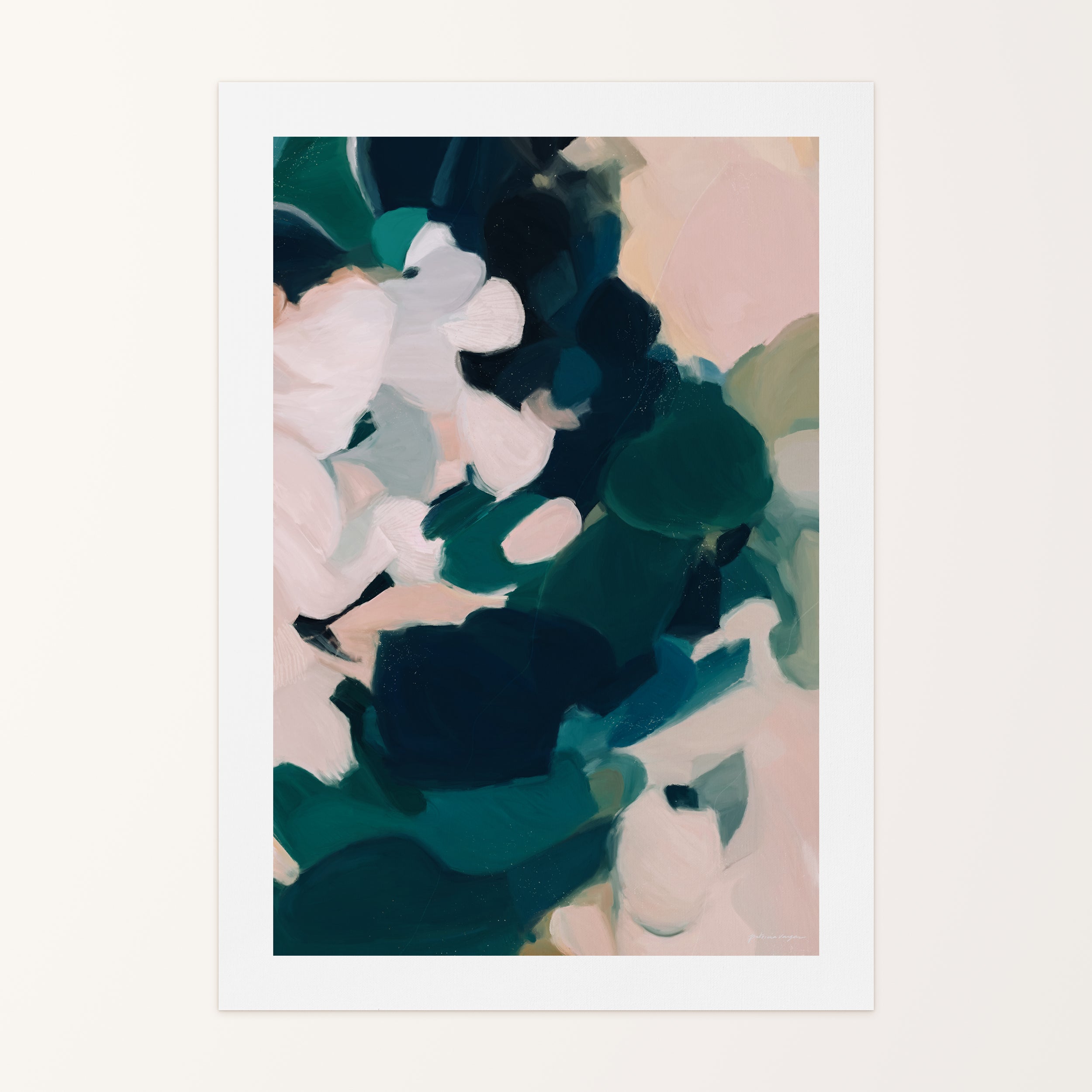 Aerwyn, green and pink colorful abstract canvas wall art print by Parima Studio