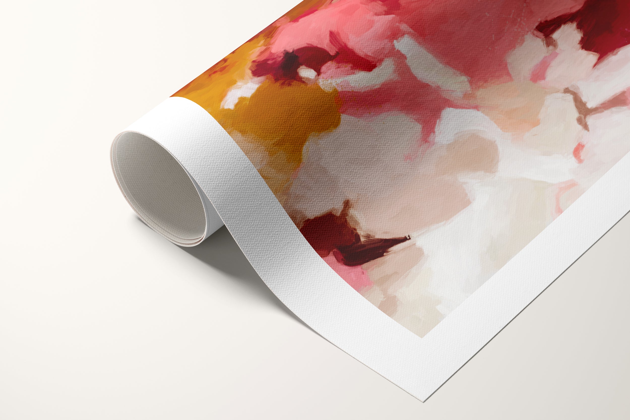 Apple, pink and red colorful abstract canvas wall art print by Parima Studio