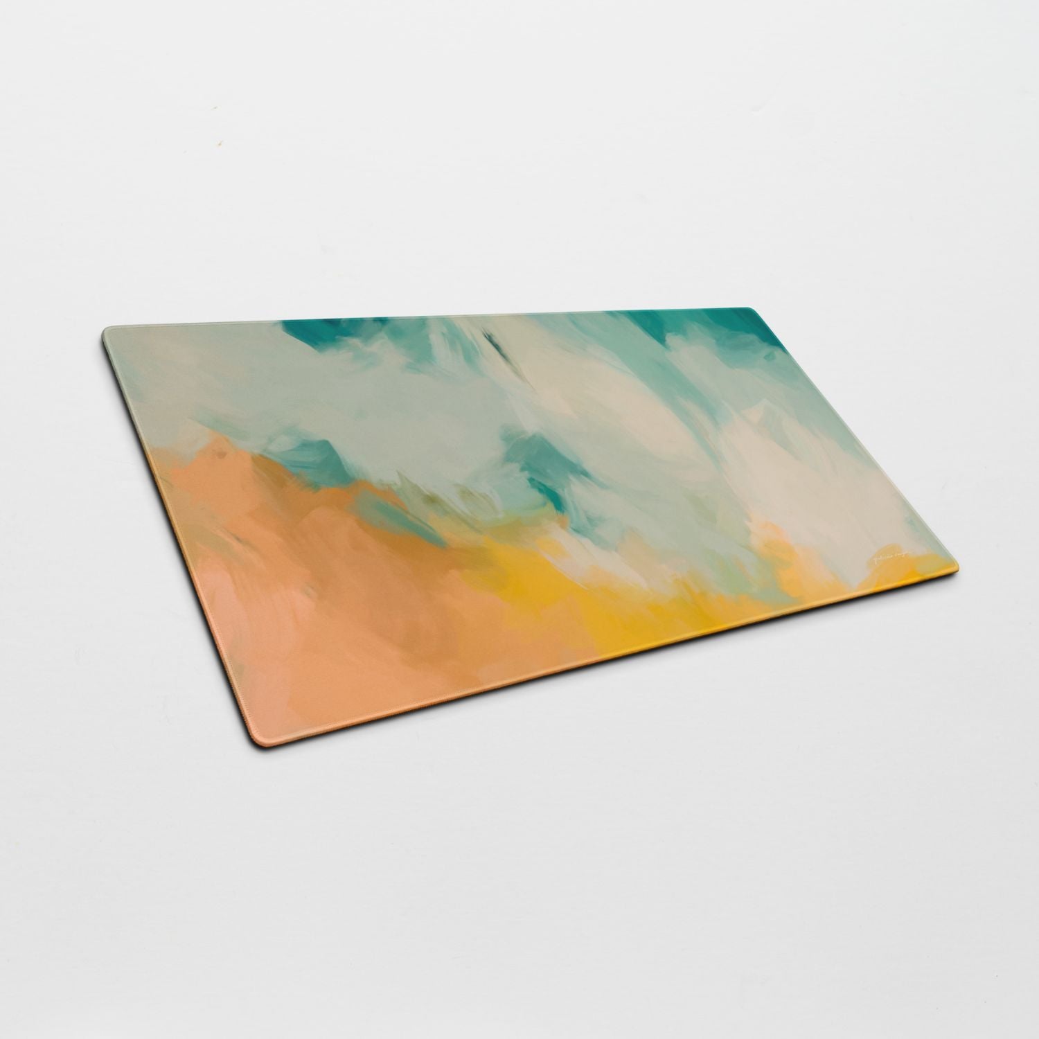 Beach Day, colorful desk mat for styling your office desk. Featuring artwork by Parima Studio. Home office styling accessories, cubicle styling accessories.