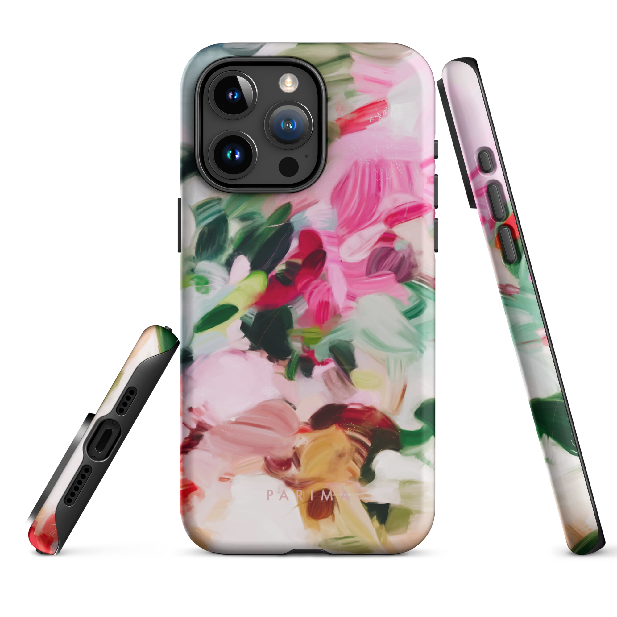 Bloom, pink and green abstract art - iPhone 15 Pro Max tough case by Parima Studio