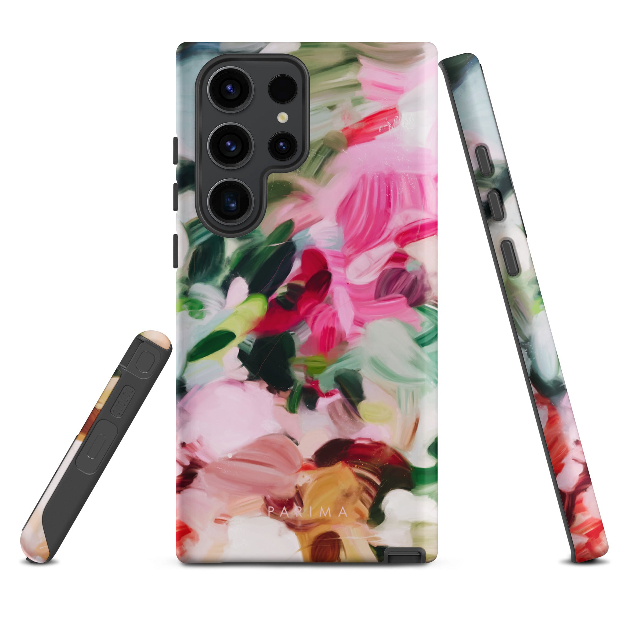 Bloom, pink and green abstract art on Samsung Galaxy S23 Ultra tough case by Parima Studio