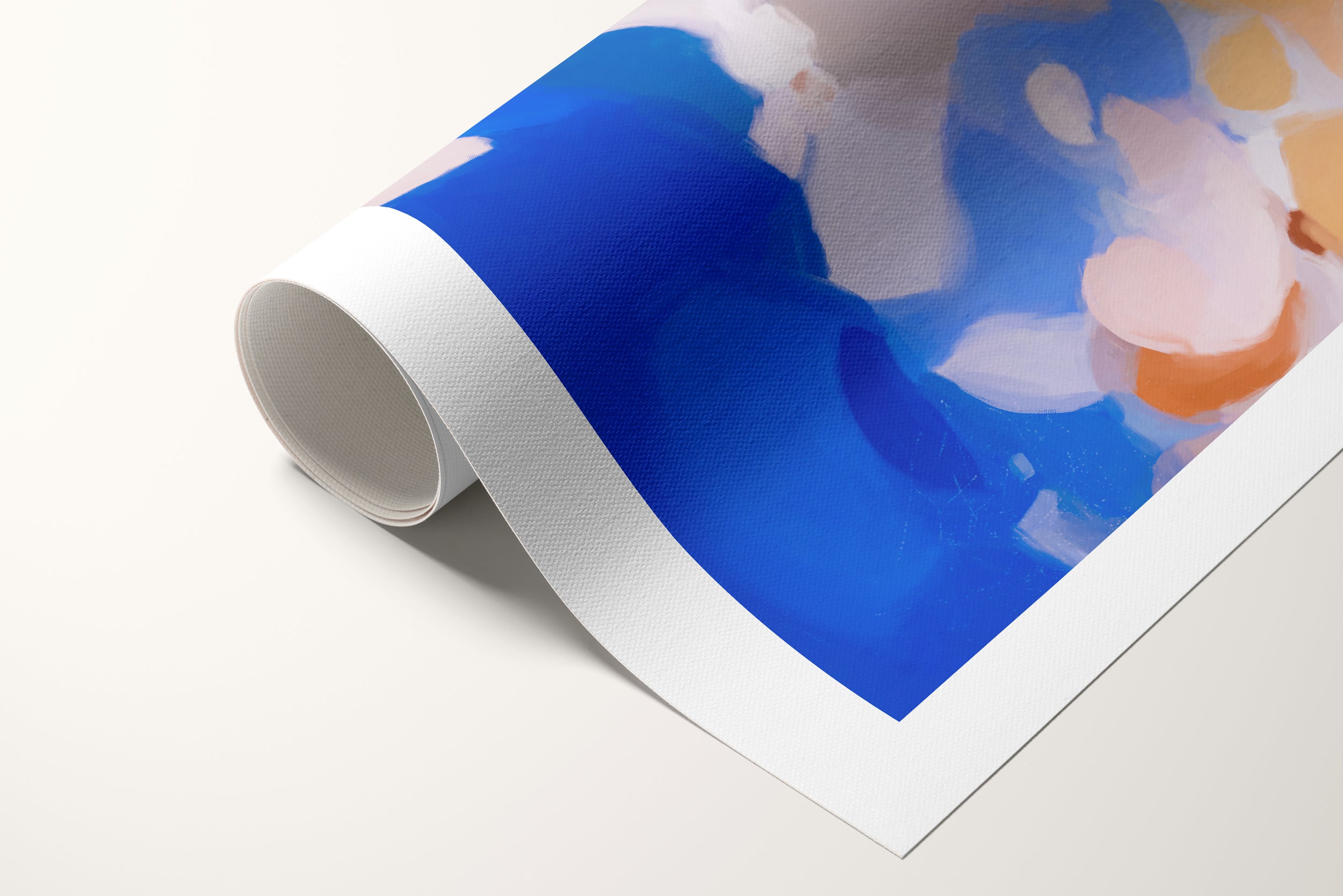 Bluebell II, blue and yellow colorful abstract canvas wall art print by Parima Studio