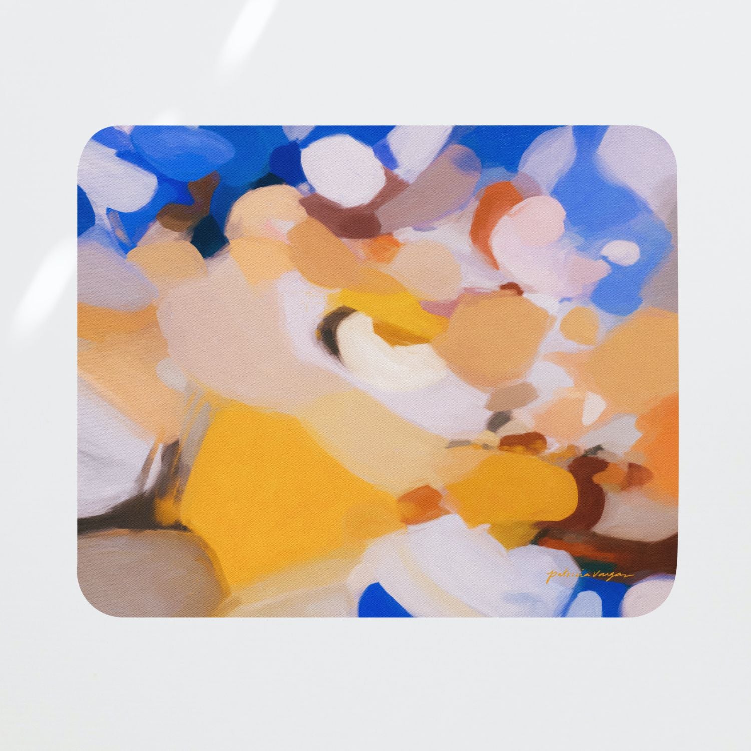 Bluebell, colorful mouse pad for styling your office desk. Featuring artwork by Parima Studio. Home office styling accessories, cubicle styling accessories.