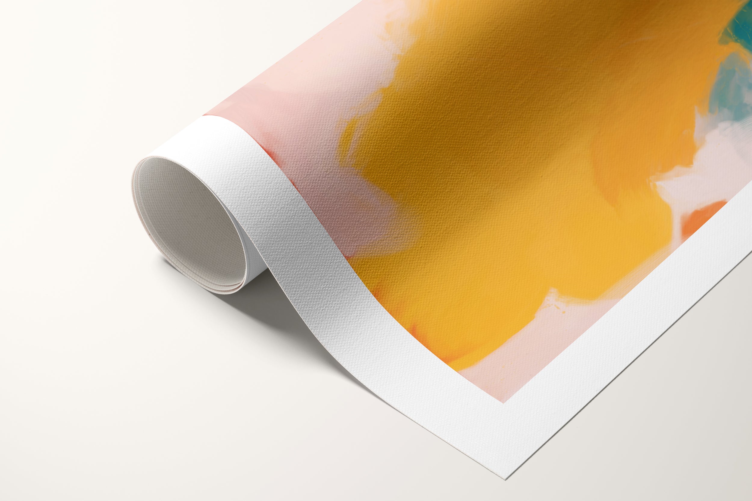 Canary, yellow and blue colorful abstract canvas wall art print by Parima Studio