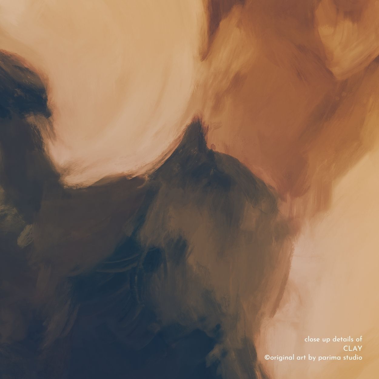 Close up of Clay, brown and tan colorful abstract wall art print by Parima Studio