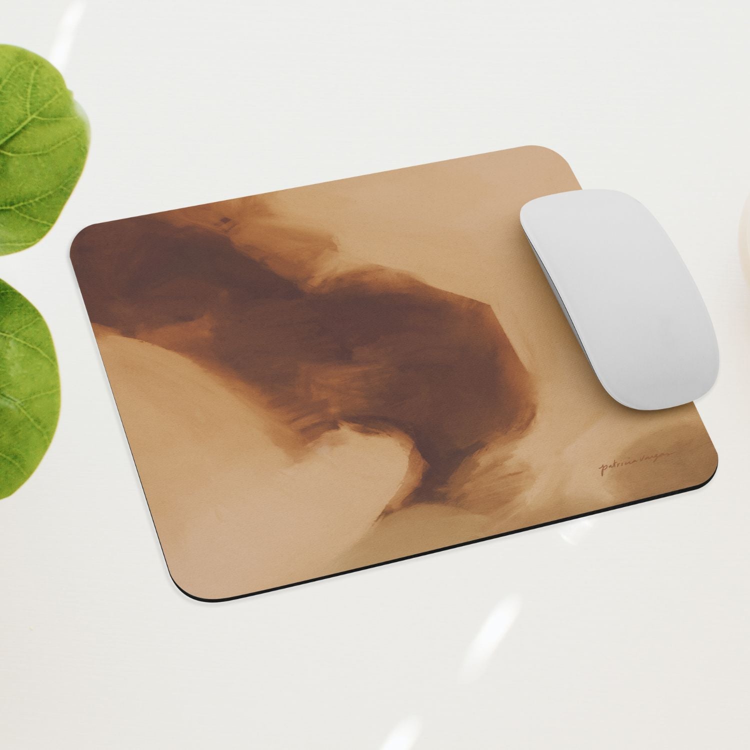 Clay, brown and tan mouse pad for styling your office desk. Featuring artwork by Parima Studio. Home office styling accessories, cubicle styling accessories.