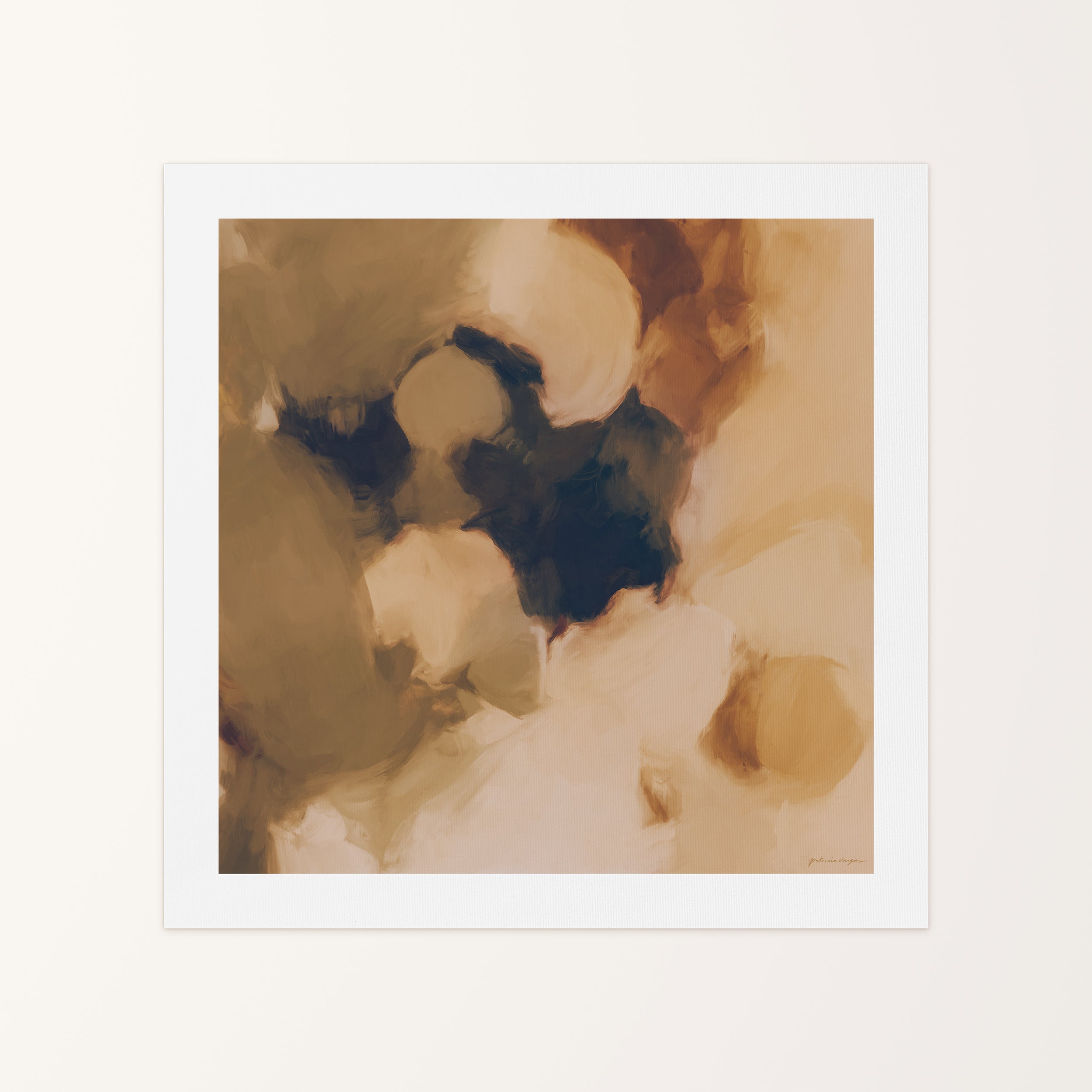 Clay, brown and tan colorful abstract canvas wall art print by Parima Studio