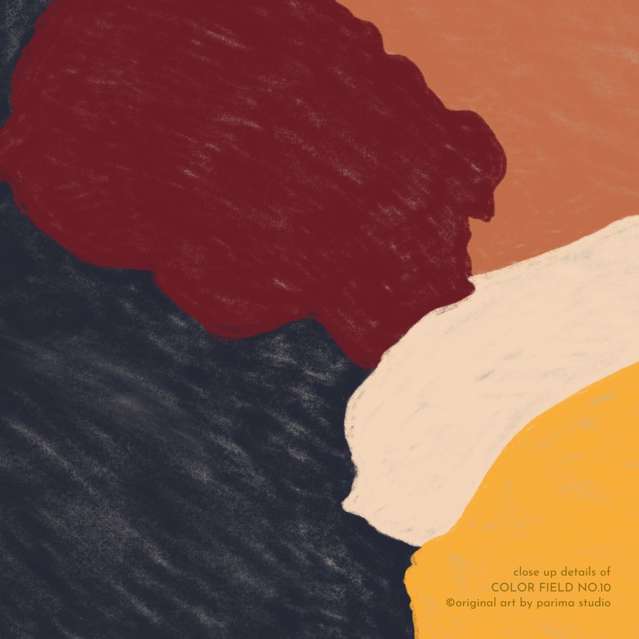 Close up of Color Field No.10, brown and yellow, colorful abstract wall art print by Parima Studio