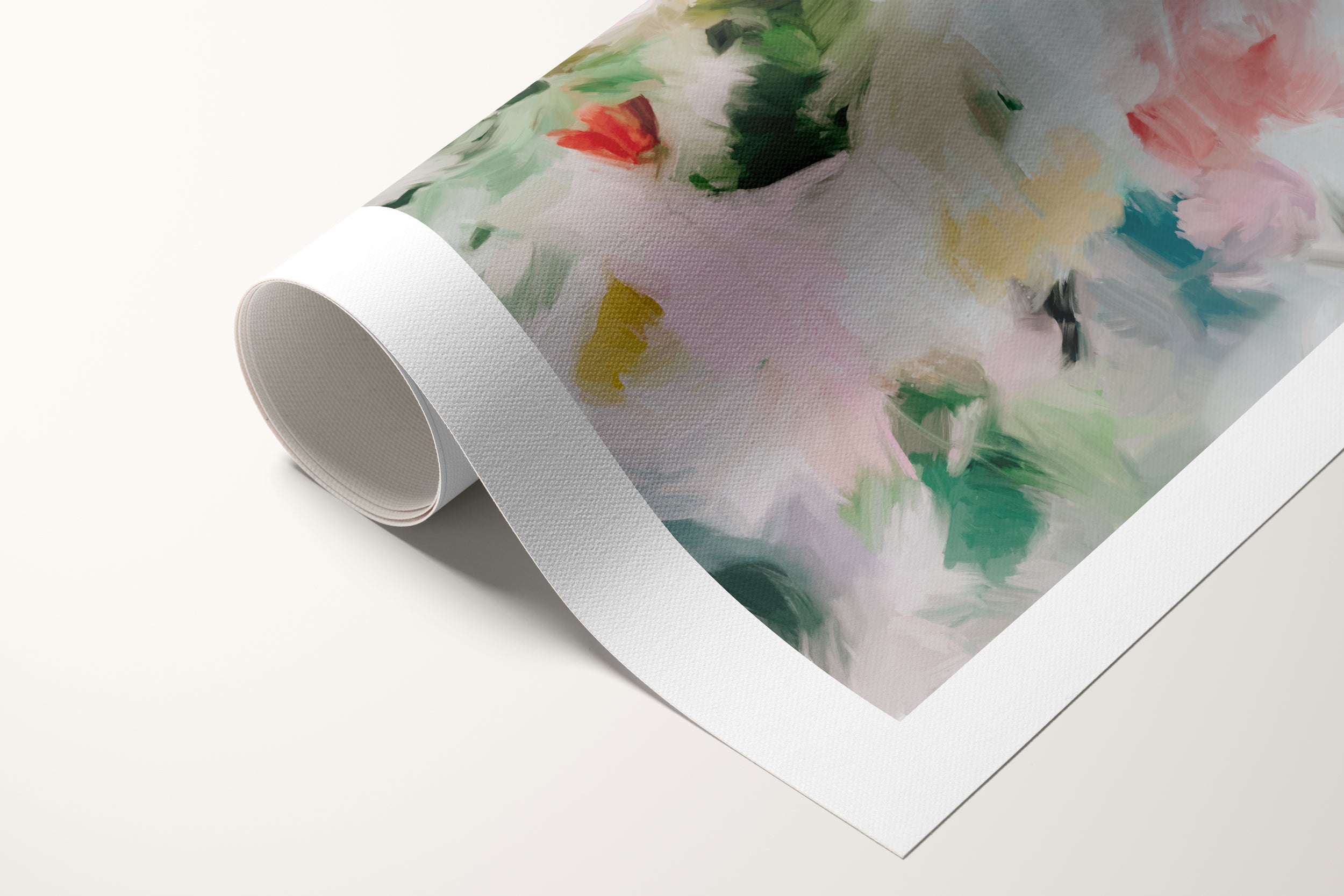 Diem, green and pink colorful abstract canvas wall art print by Parima Studio