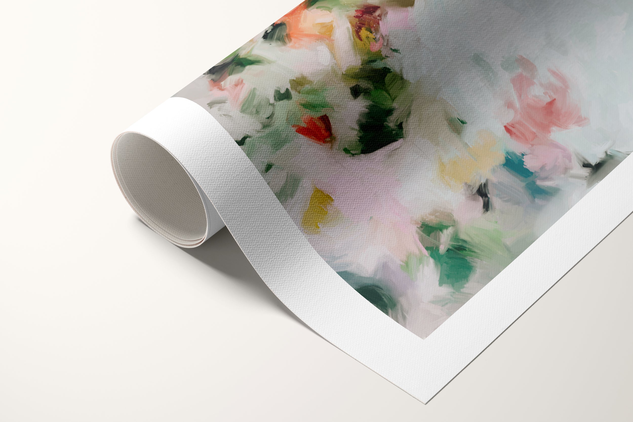 Diem, green and pink colorful abstract canvas wall art print by Parima Studio