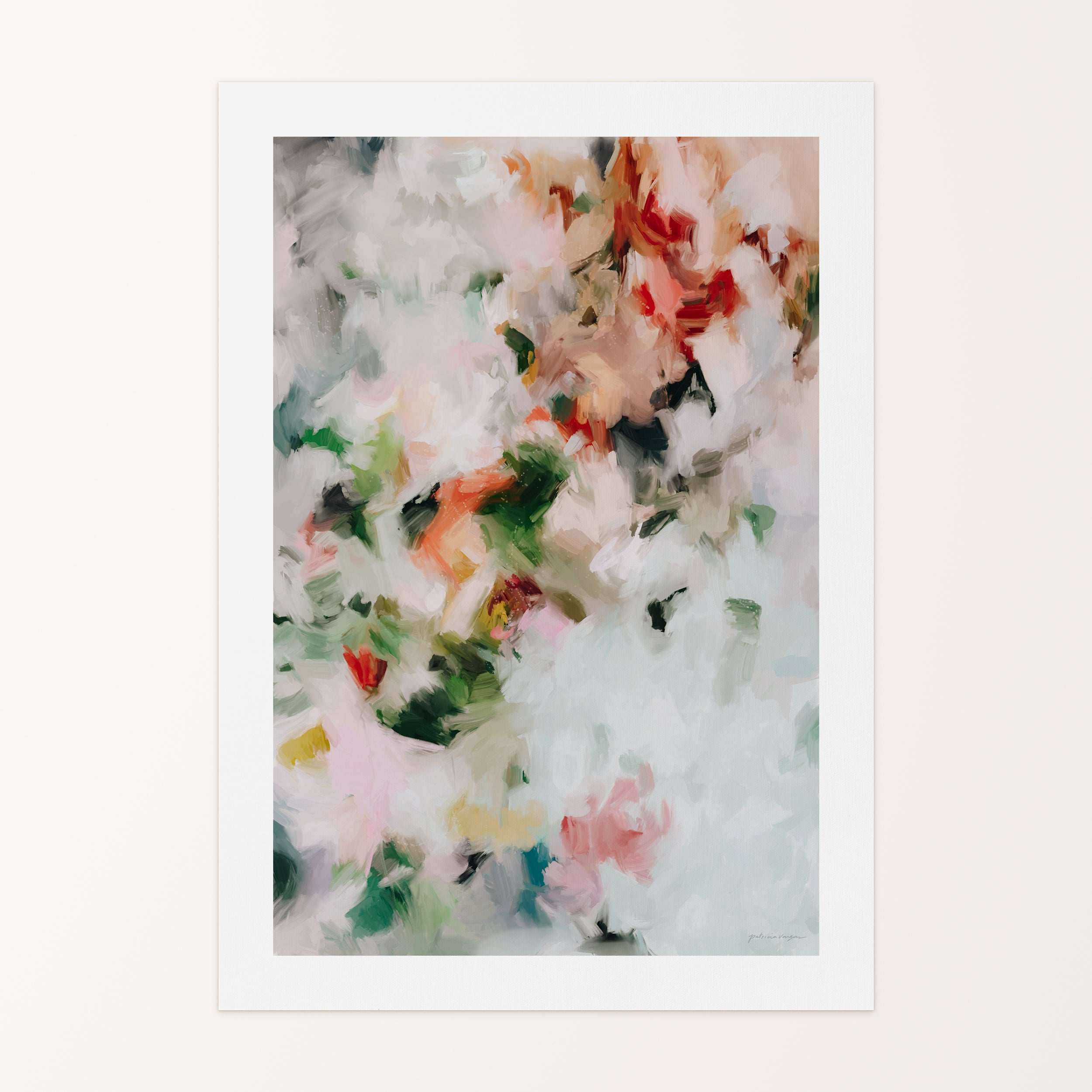 Diem, green and pink colorful abstract canvas wall art print by Parima Studio