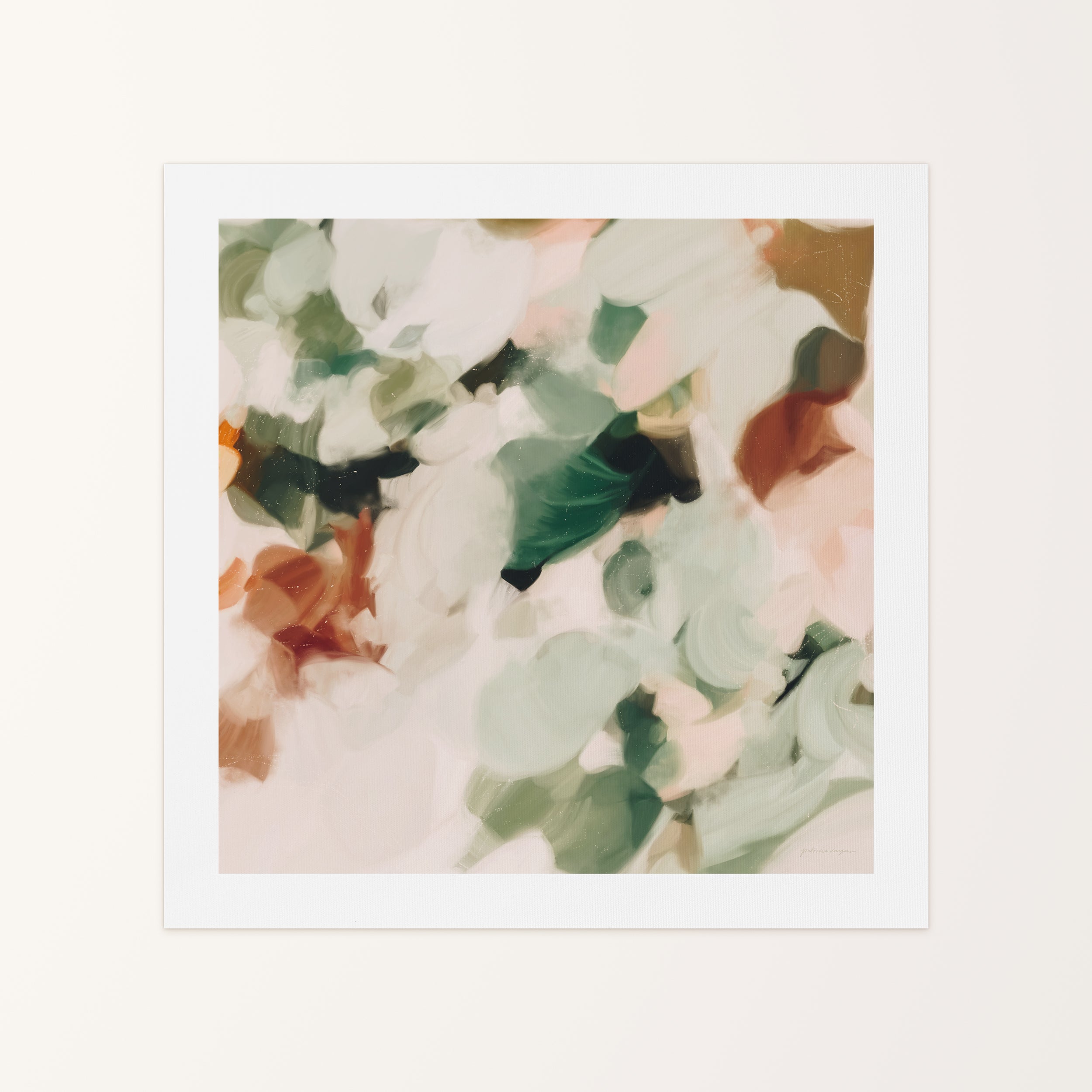 Dionne, green and brown colorful abstract canvas wall art print by Parima Studio