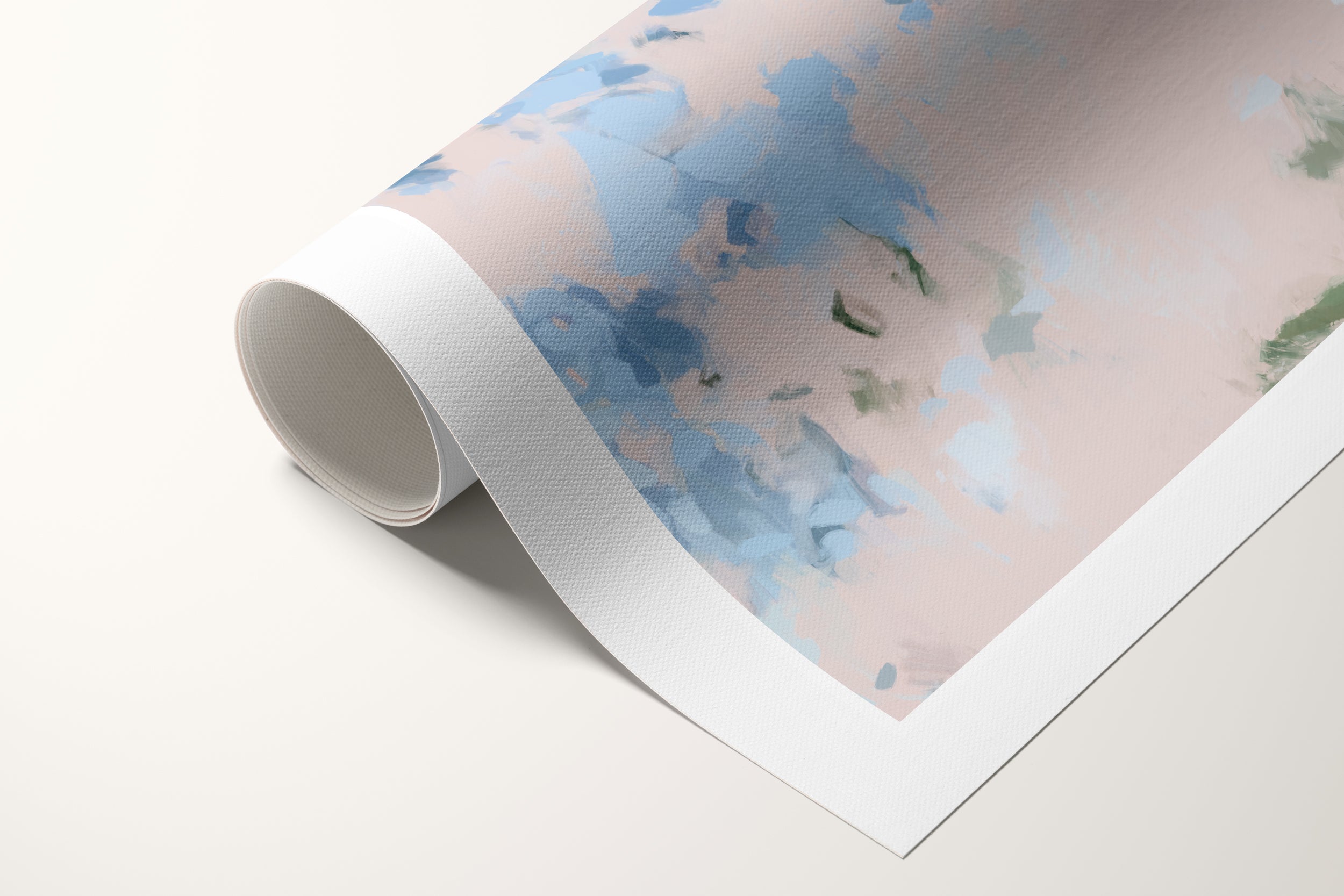 Dove, blue and pink colorful abstract canvas wall art print by Parima Studio