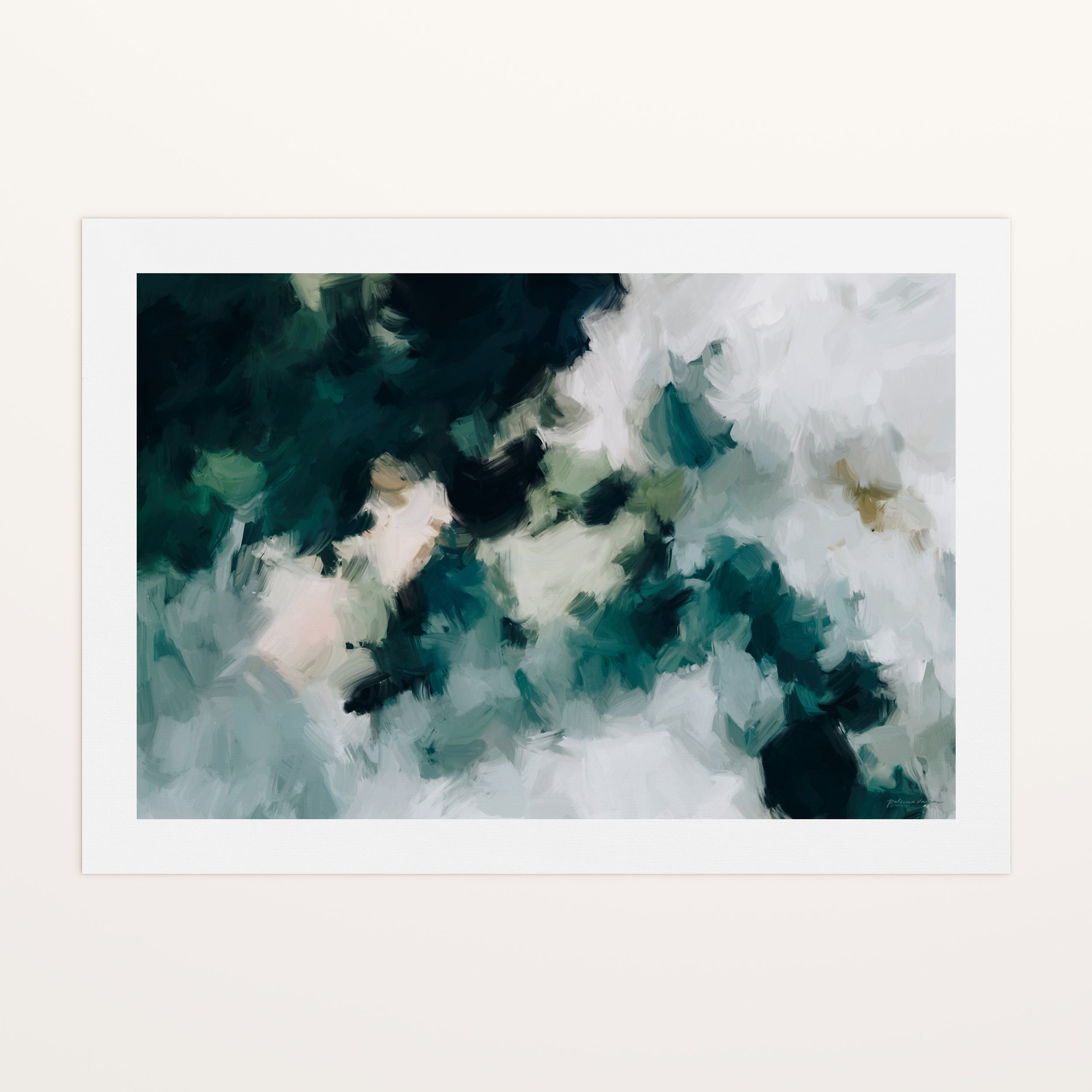 Echo, emerald green colorful abstract canvas wall art print by Parima Studio