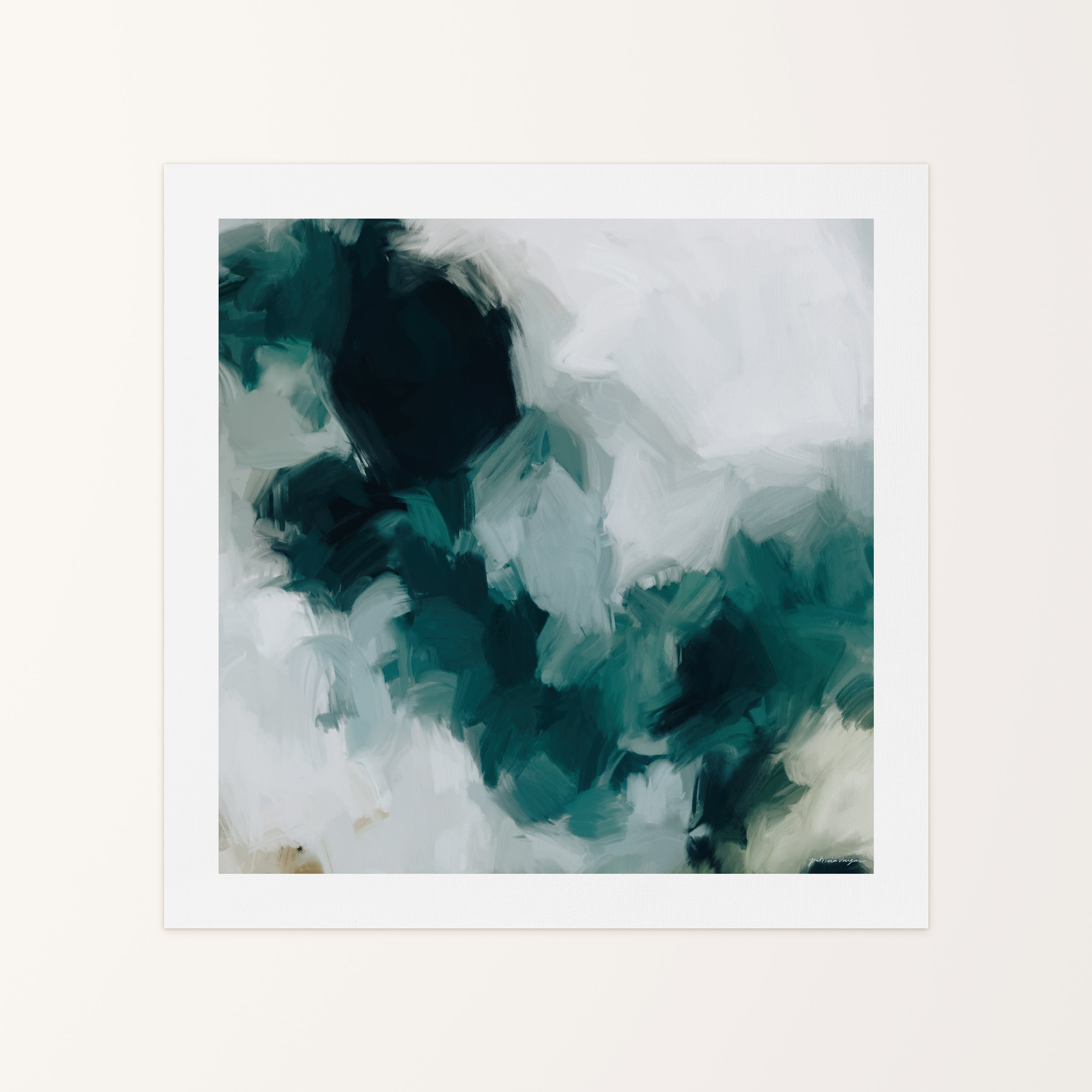 Echo, emerald green colorful abstract canvas wall art print by Parima Studio