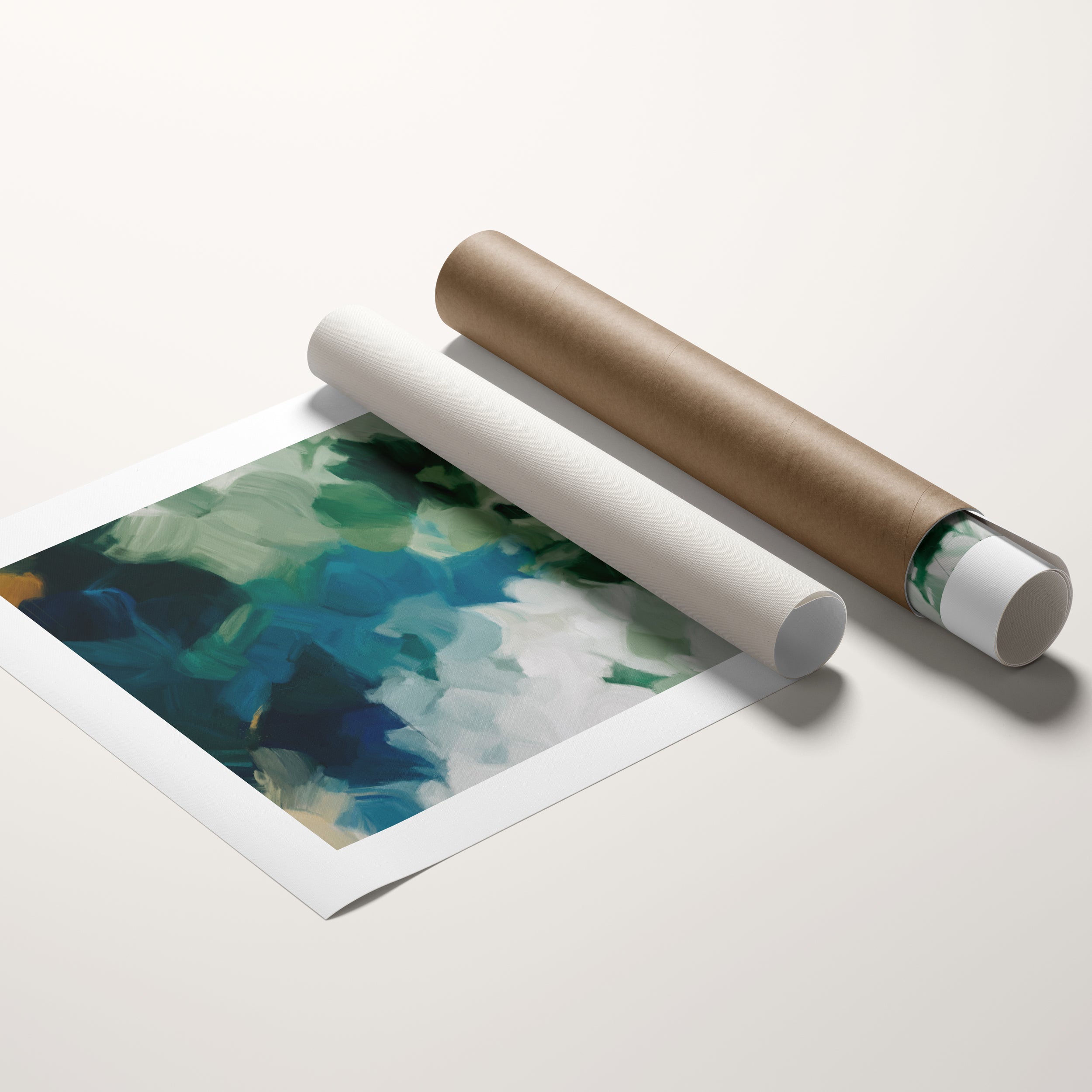 El Lago, blue green abstract wall art canvas print - Parima Studio. Wall decor for living room, bedroom, dining room. Navy blue art print.