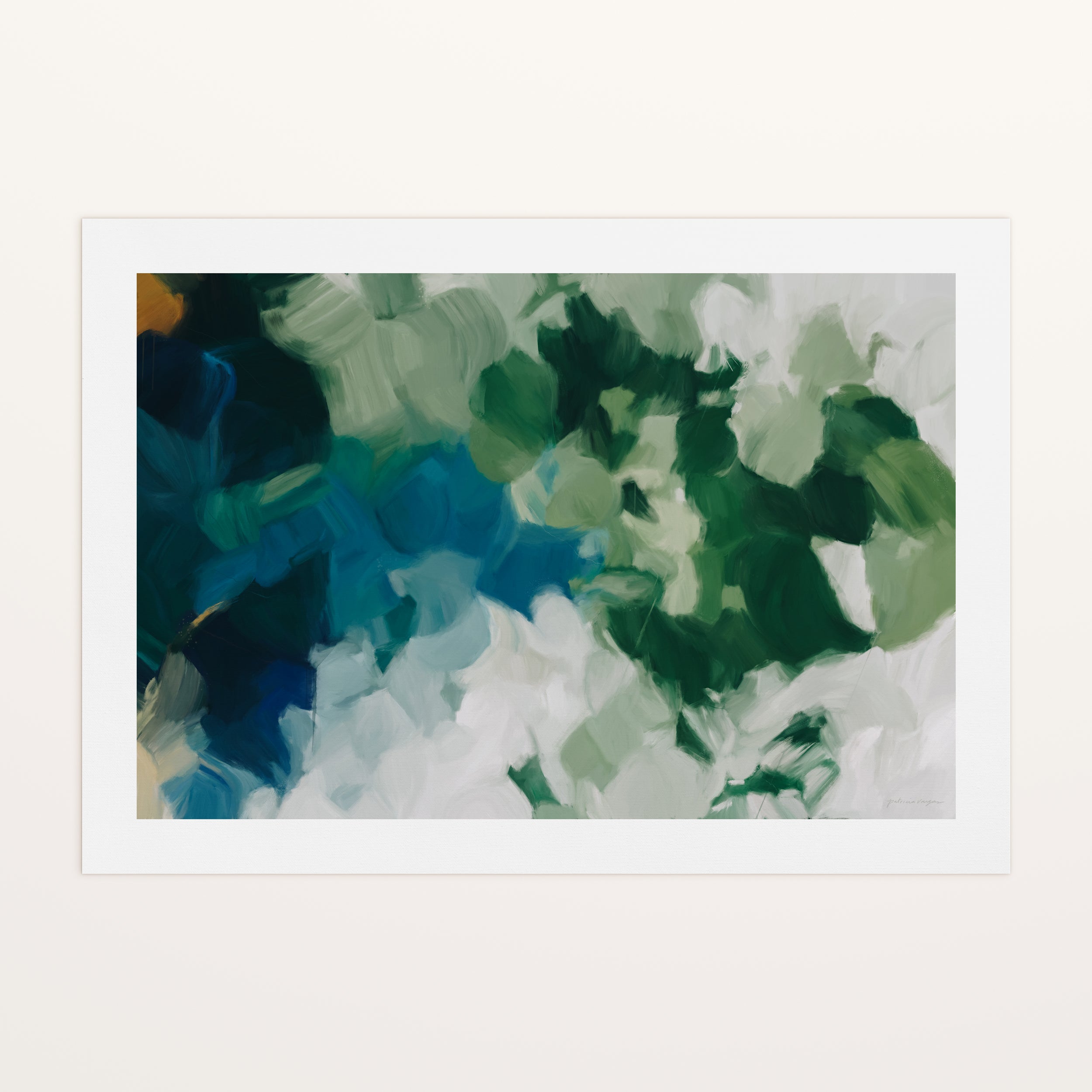 El Lago, blue green abstract wall art canvas print - Parima Studio. Wall decor for living room, bedroom, dining room. Navy blue art print.