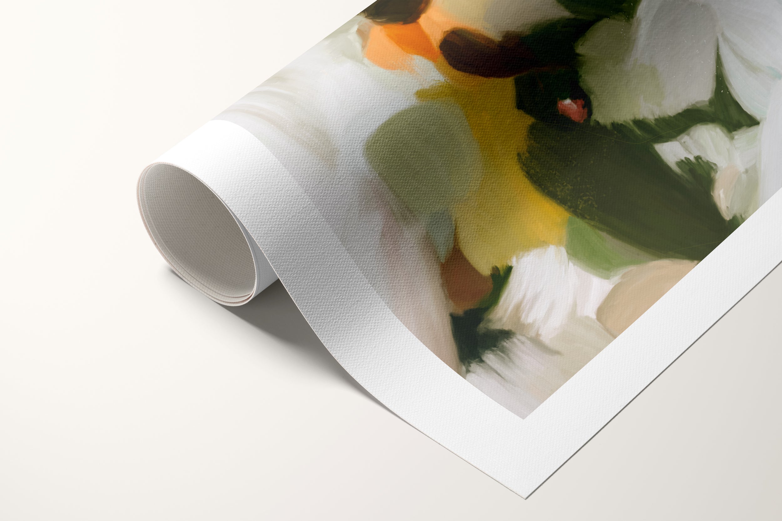 Elwood, emerald green and orange colorful abstract canvas wall art print by Parima Studio