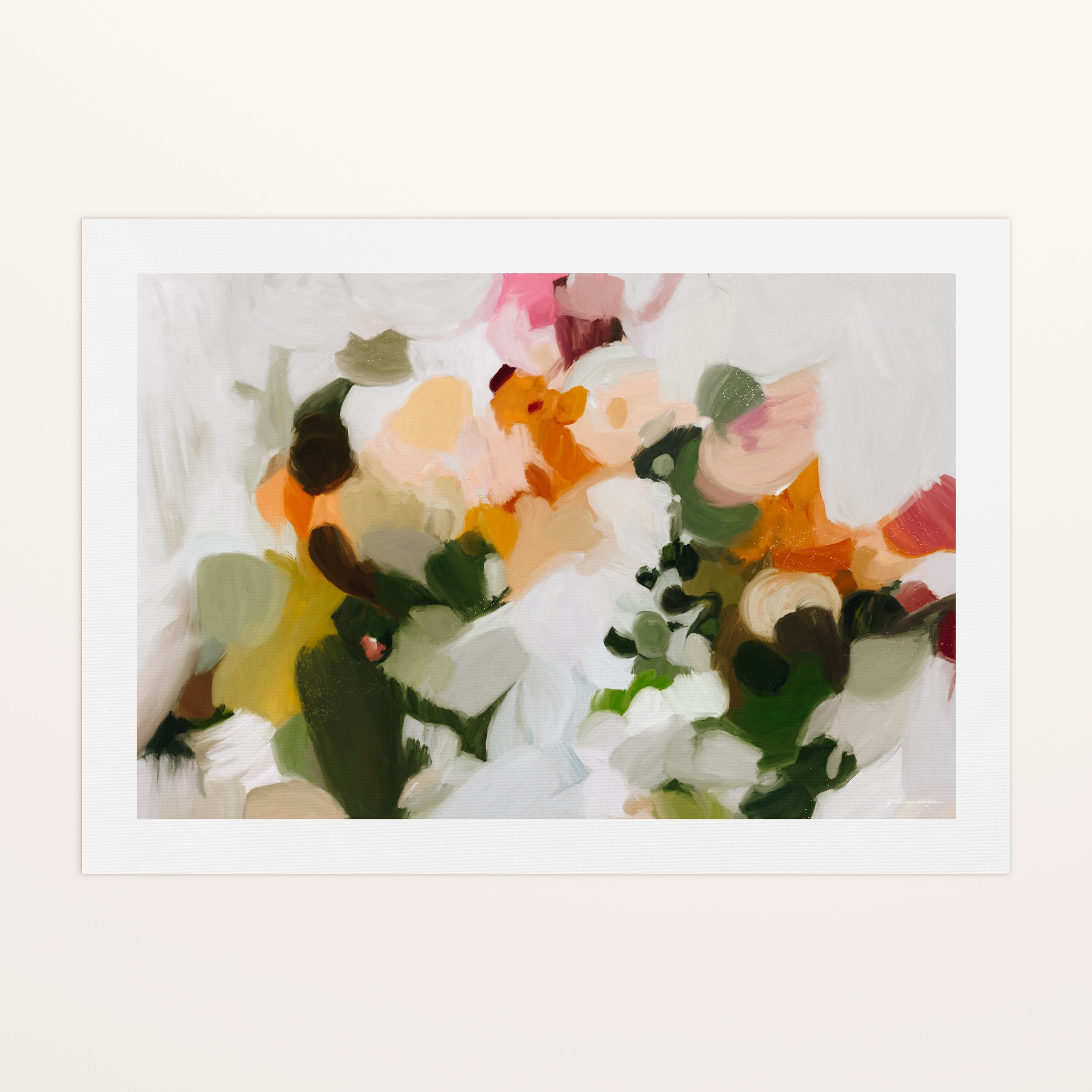 Elwood, emerald green and orange colorful abstract canvas wall art print by Parima Studio