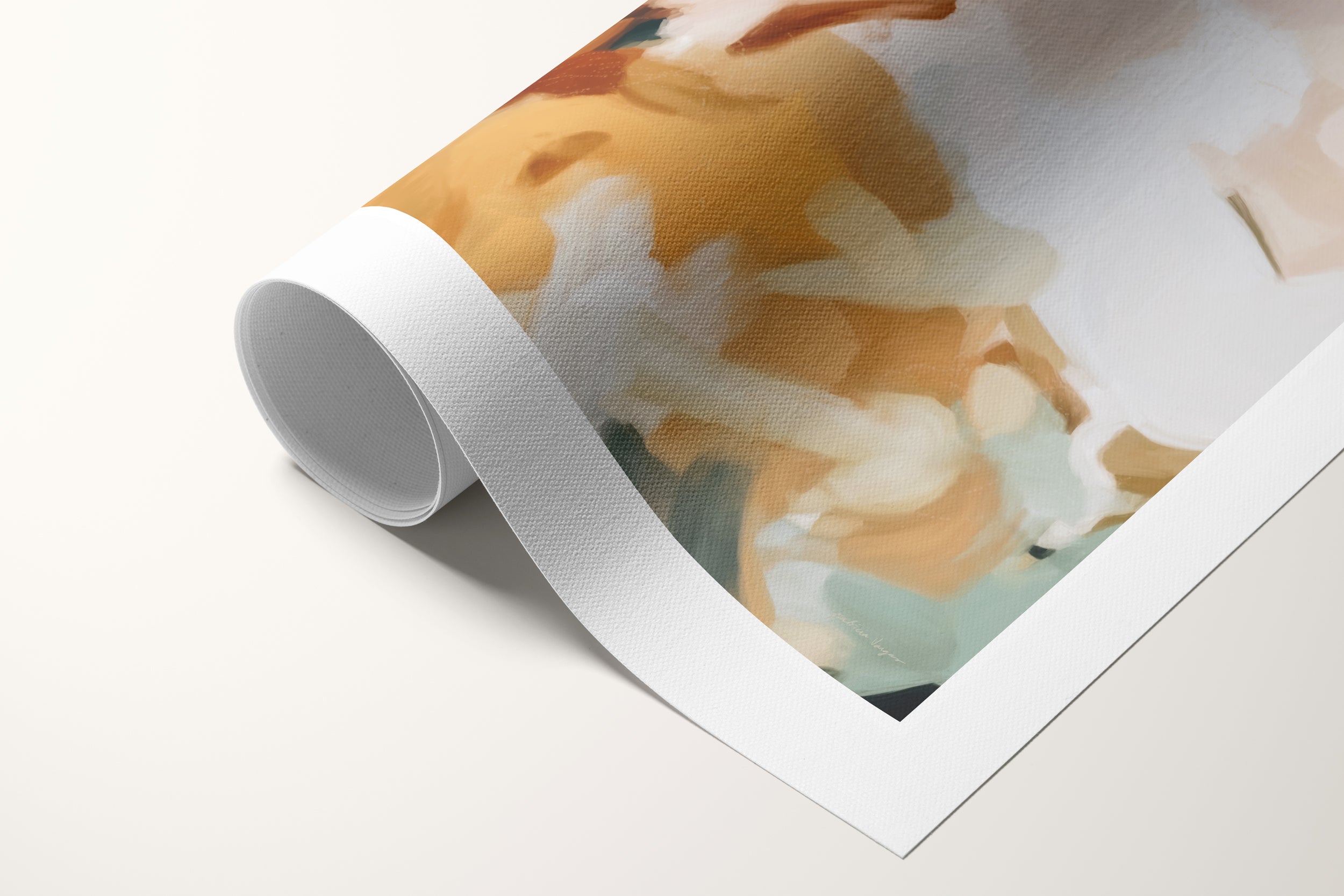 Emerald, green and mustard yellow colorful abstract canvas wall art print by Parima Studio