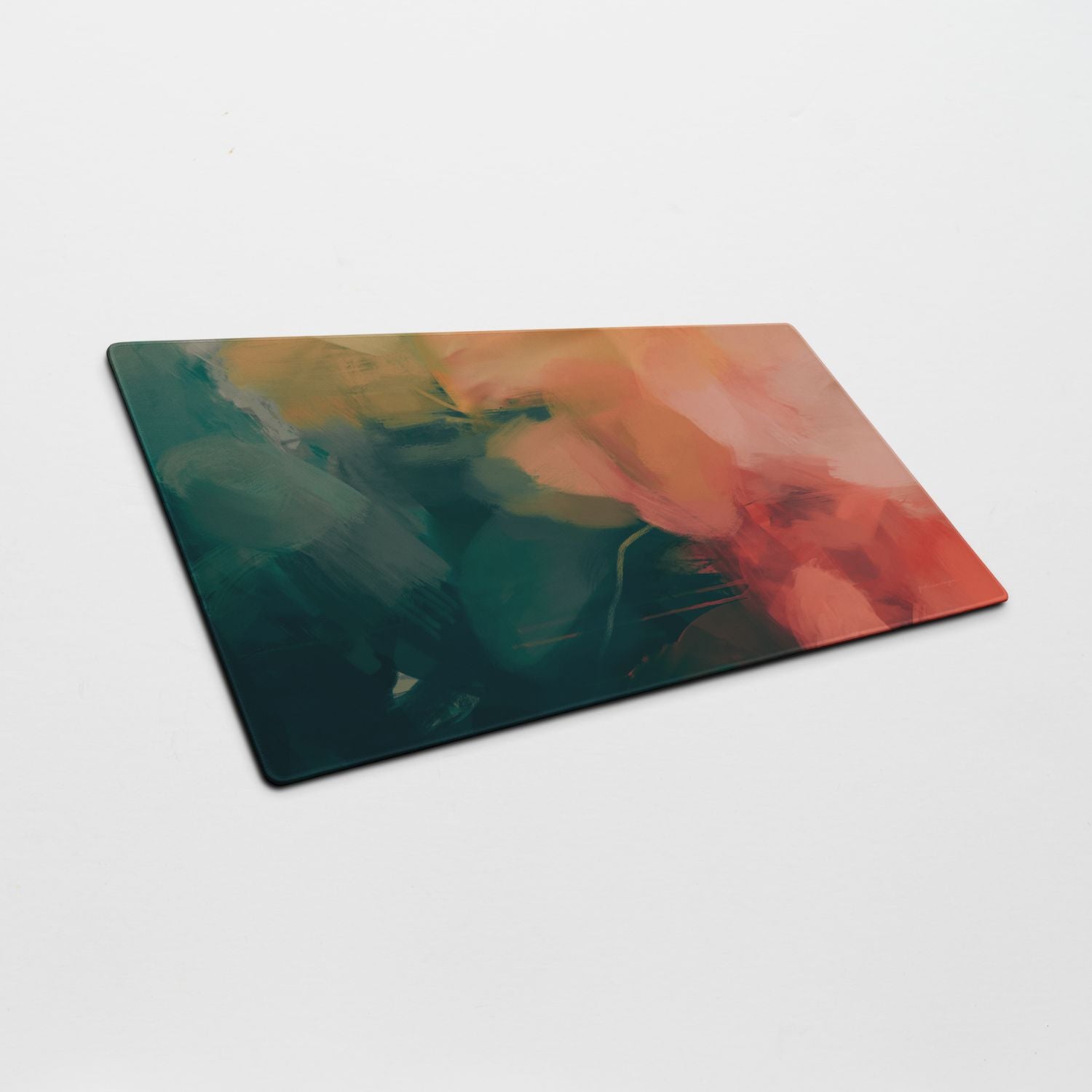 Eventide, colorful desk mat for styling your office desk. Featuring artwork by Parima Studio. Home office styling accessories, cubicle styling accessories.