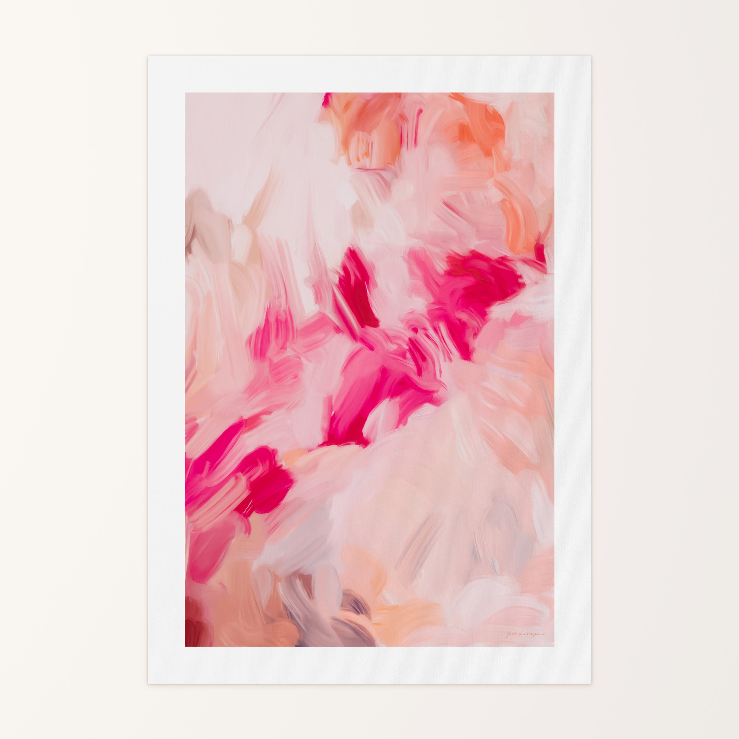 Florie, pink and orange colorful abstract canvas wall art print by Parima Studio