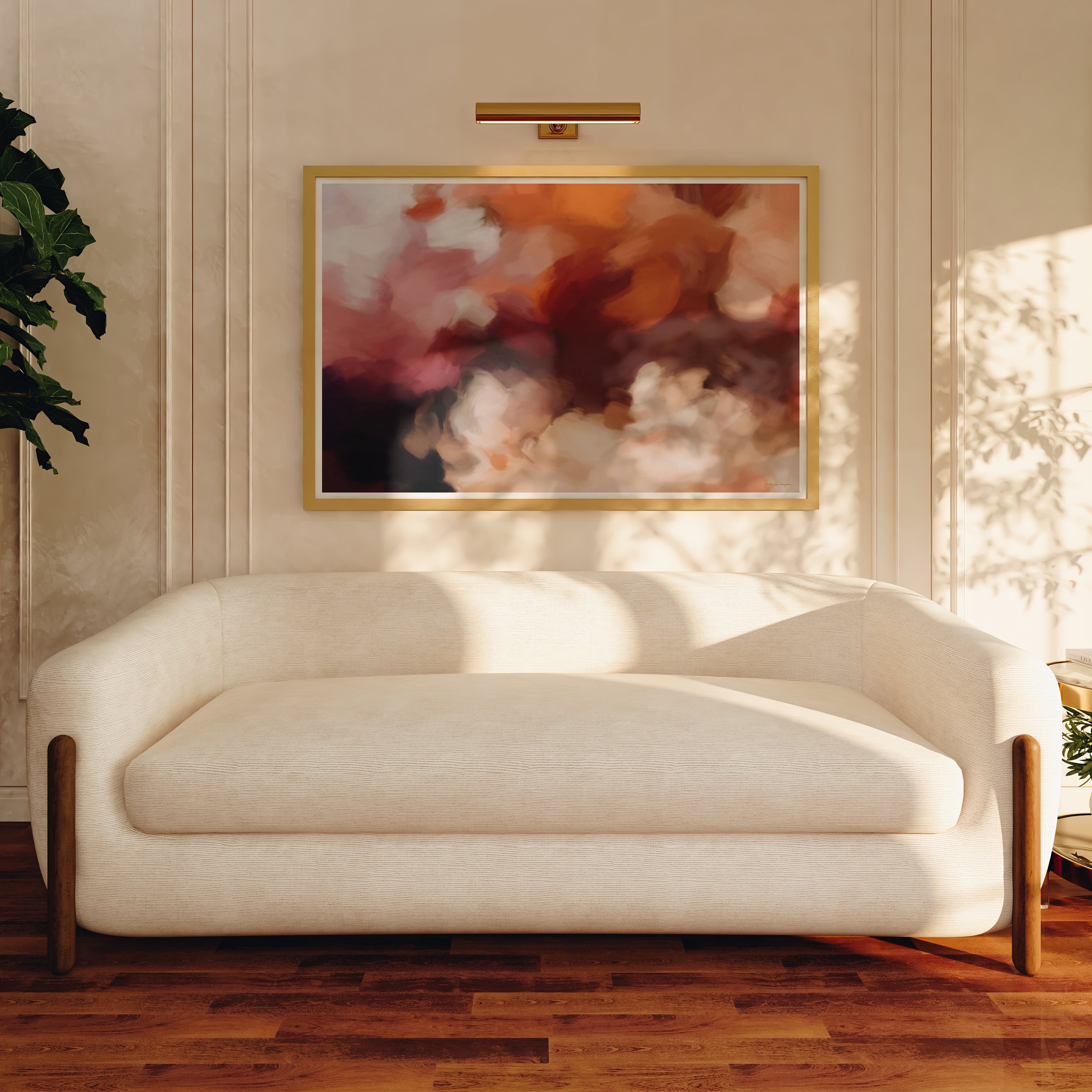 Garner - brown red orange abstract wall art print - art over sofa, art for living room decor - Parima Studio