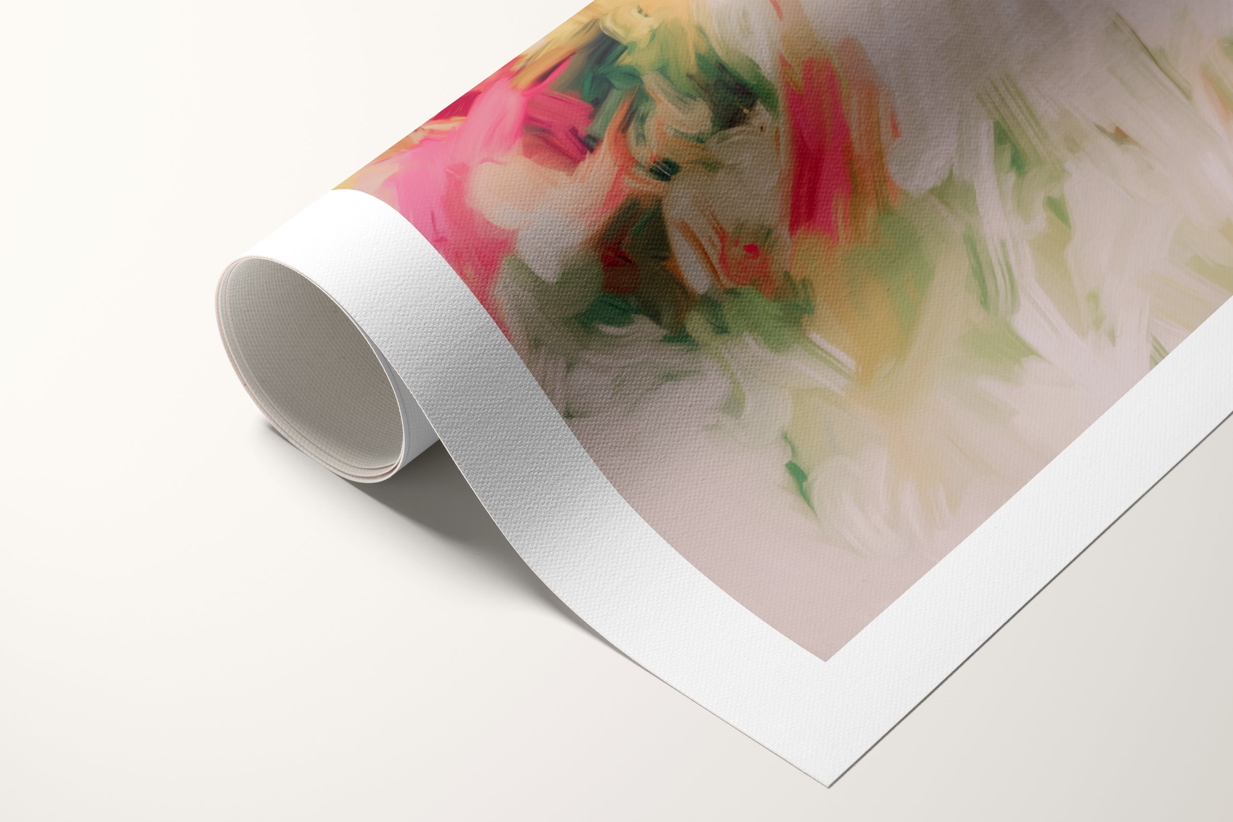 Jardin, pink and green colorful abstract canvas wall art print by Parima Studio