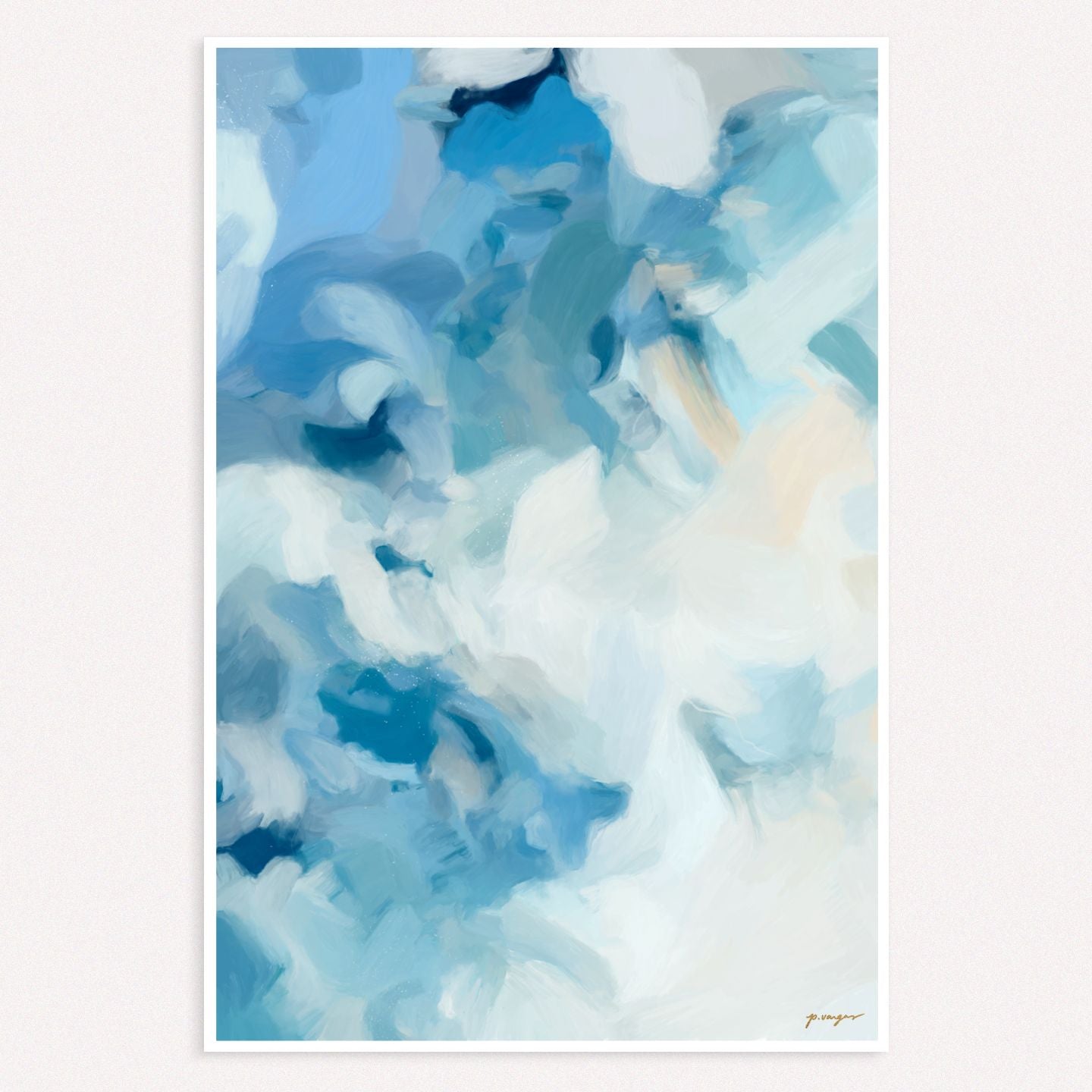 Liviana, blue colorful vertical abstract wall art print by Parima Studio
