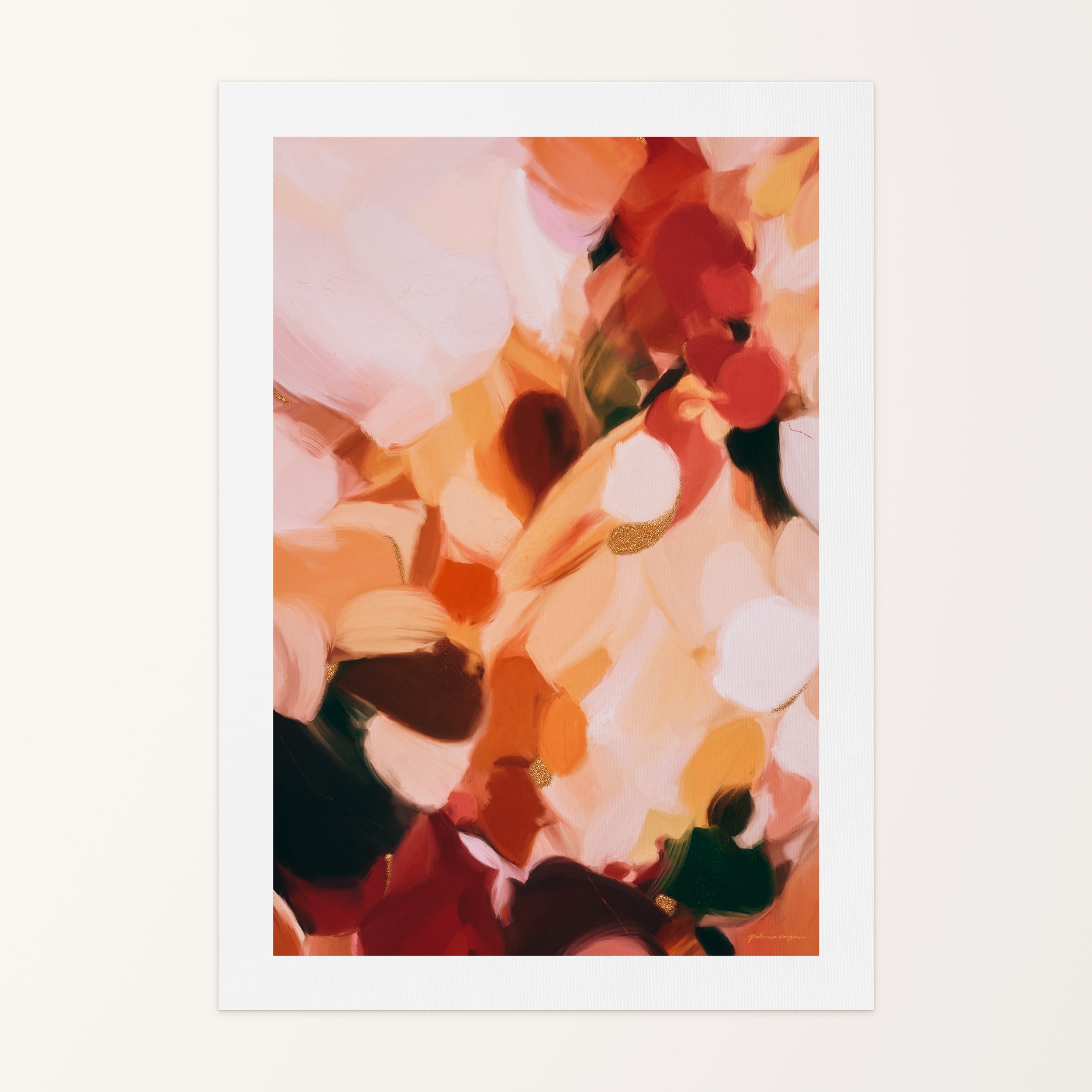 Majorie, pink and orange colorful abstract canvas wall art print by Parima Studio