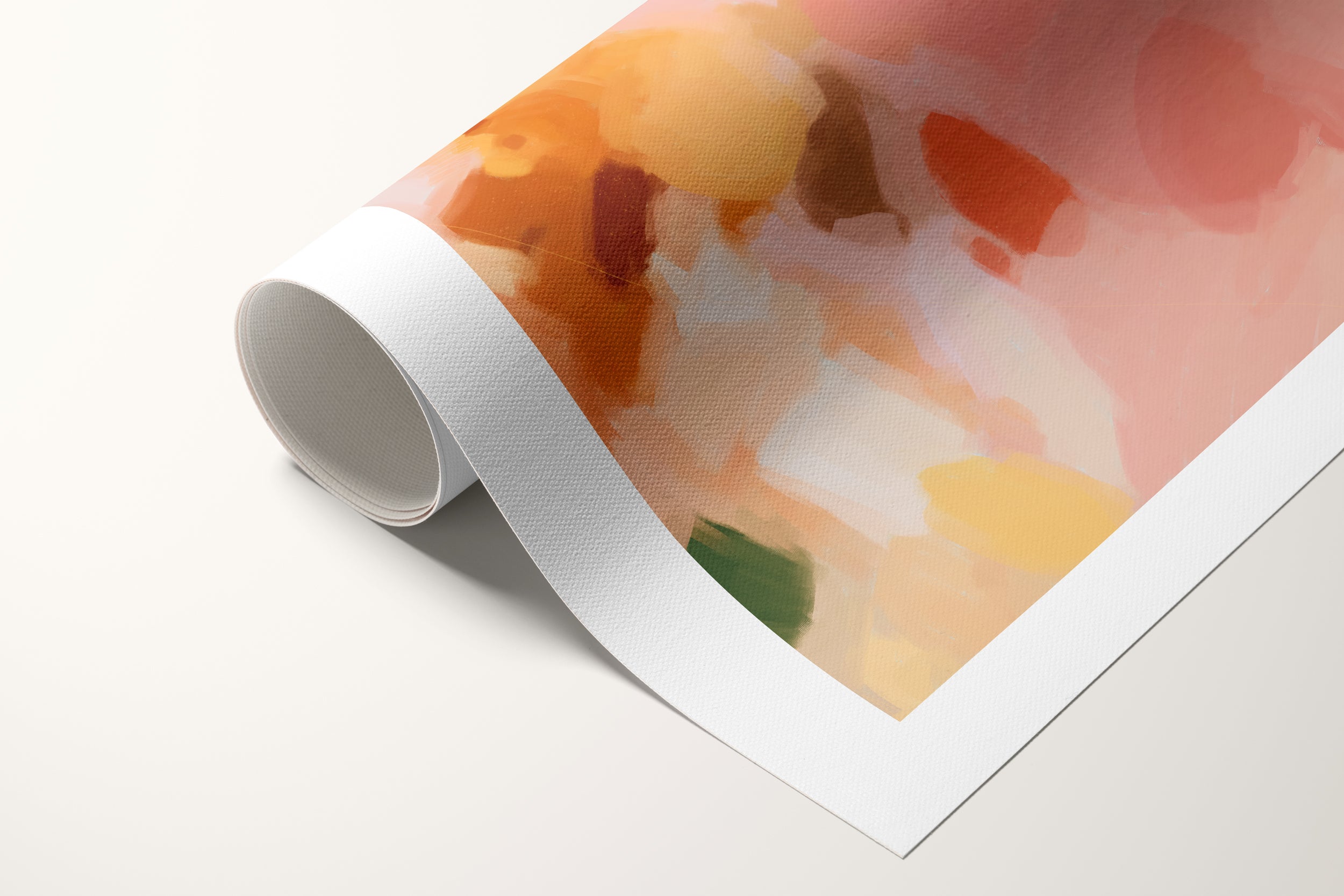 Marguerite II, pink and yellow colorful abstract canvas wall art print by Parima Studio