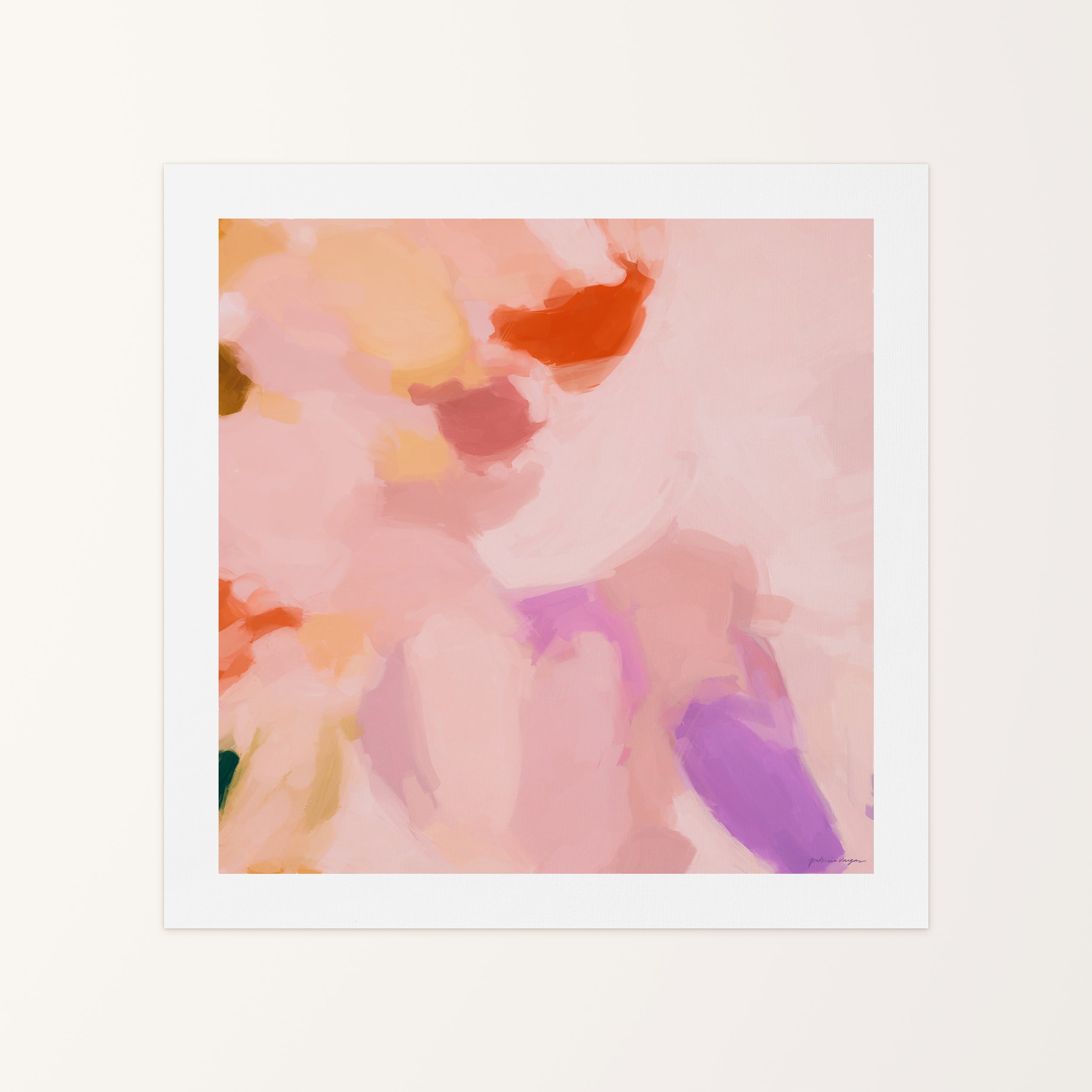 Maureen, pink and purple colorful abstract canvas wall art print by Parima Studio