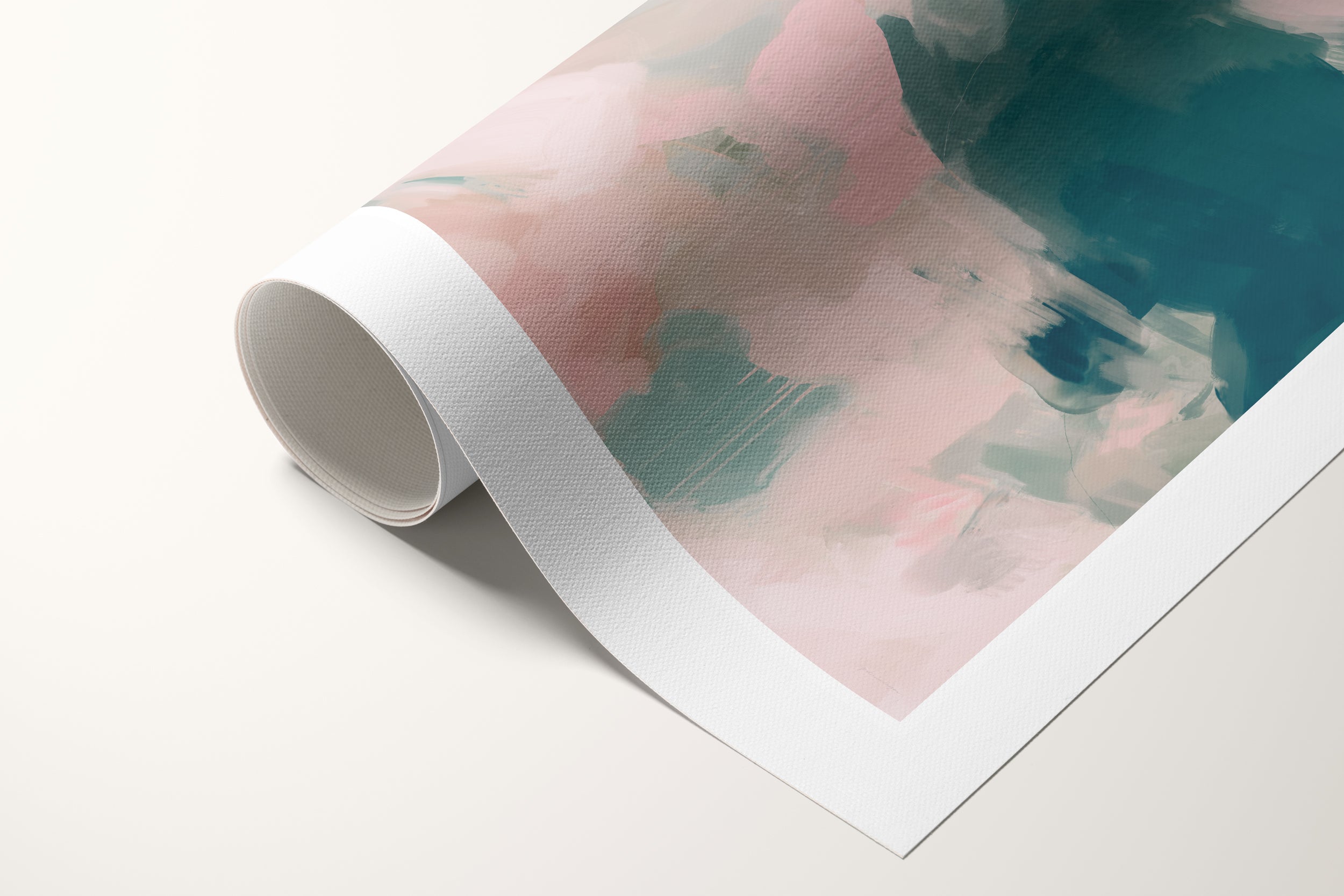 Mink, pink and green colorful abstract canvas wall art print by Parima Studio