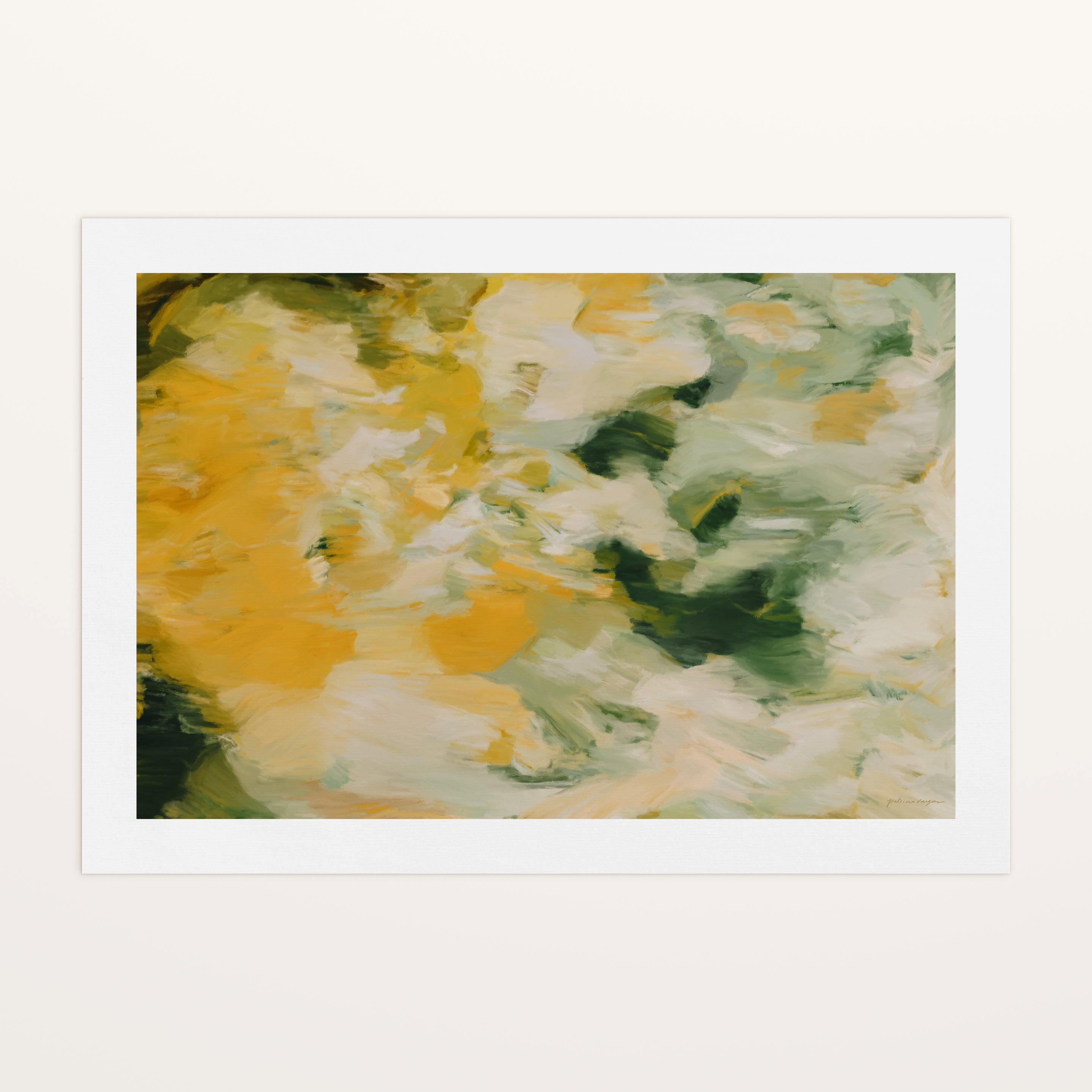 Moments No.1 - Green Yellow modern chic abstract canvas wall art print by Parima Studio.