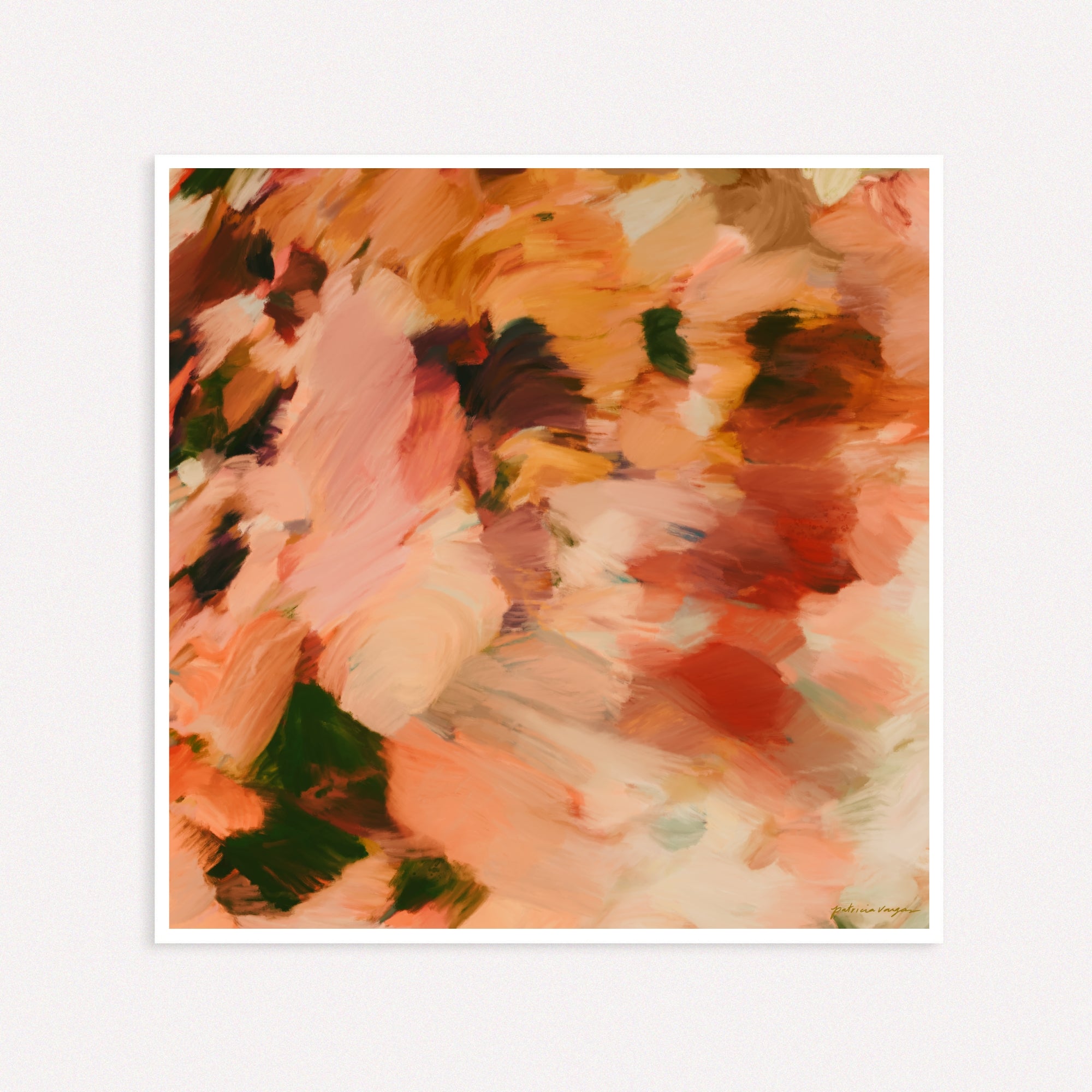 Moments No.2 - Pink brown yellow large square abstract wall art print - contemporary art by Parima Studio - Art for living room, bedroom, and dining room decor.