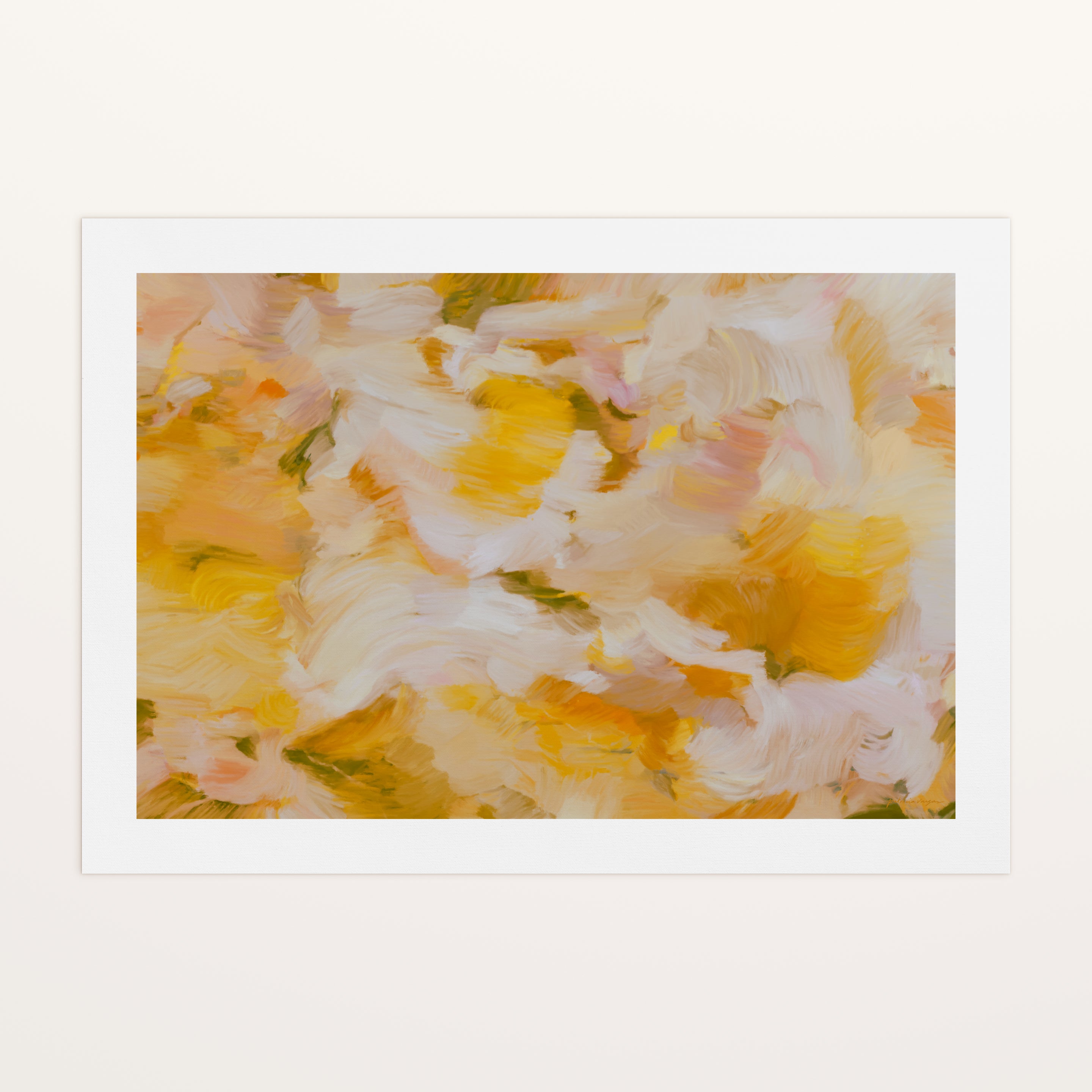 Moments No.3, Soft yellow abstract canvas wall art print - contemporary fine art by Parima Studio - Ethereal artwork for your home decor.