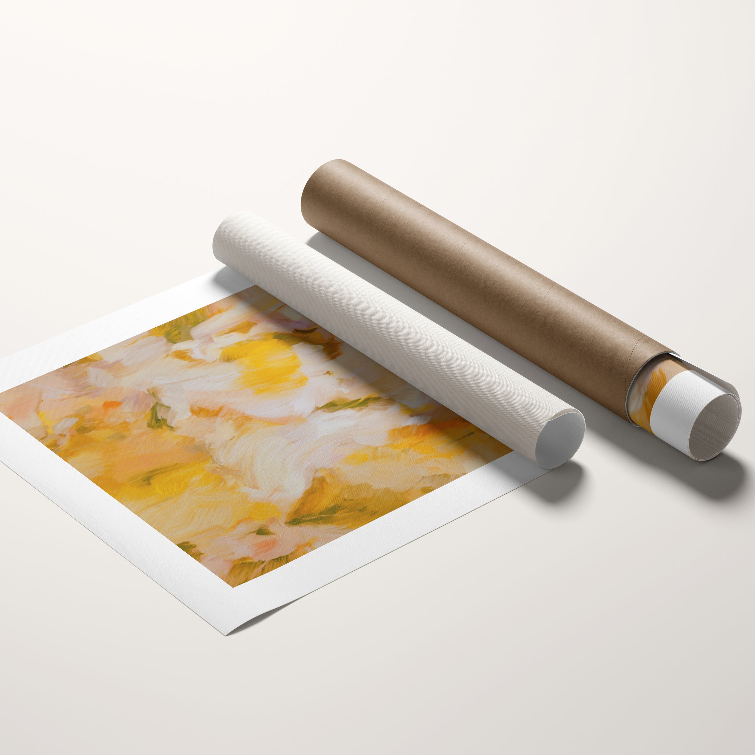 Canvas Details of Moments No.3, Soft yellow abstract canvas wall art print - contemporary fine art by Parima Studio - Ethereal artwork for your home decor.