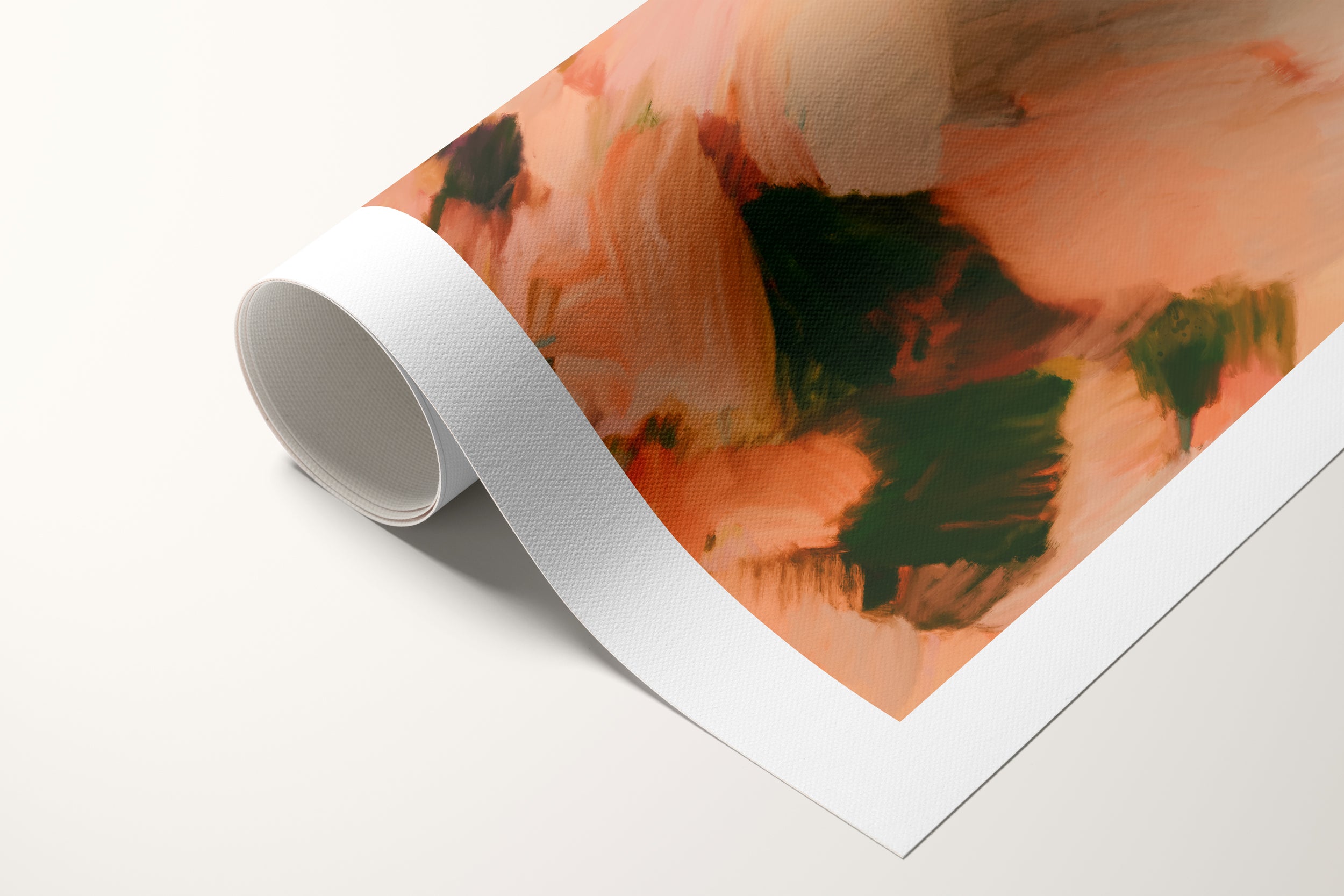 Close up detail - Moments No.2 Pink yellow brown abstract canvas wall art print - square contemporary art for living room, bedroom, dining room home decor