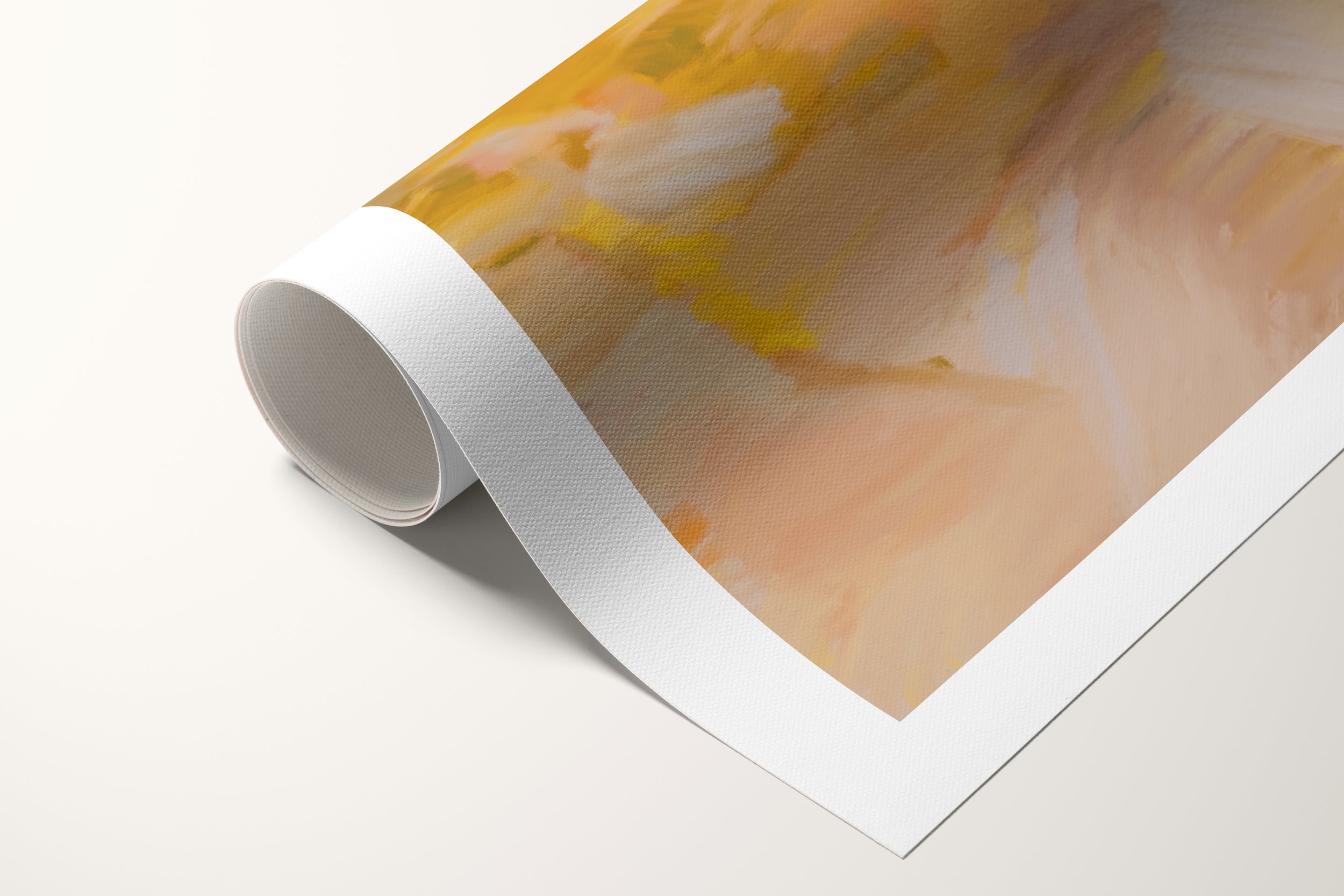 Close up details - Moments No.3 Yellow Square Abstract Wall Art Canvas Print - Contemporary Fine Art by Patricia Vargas. Soft ethereal art print