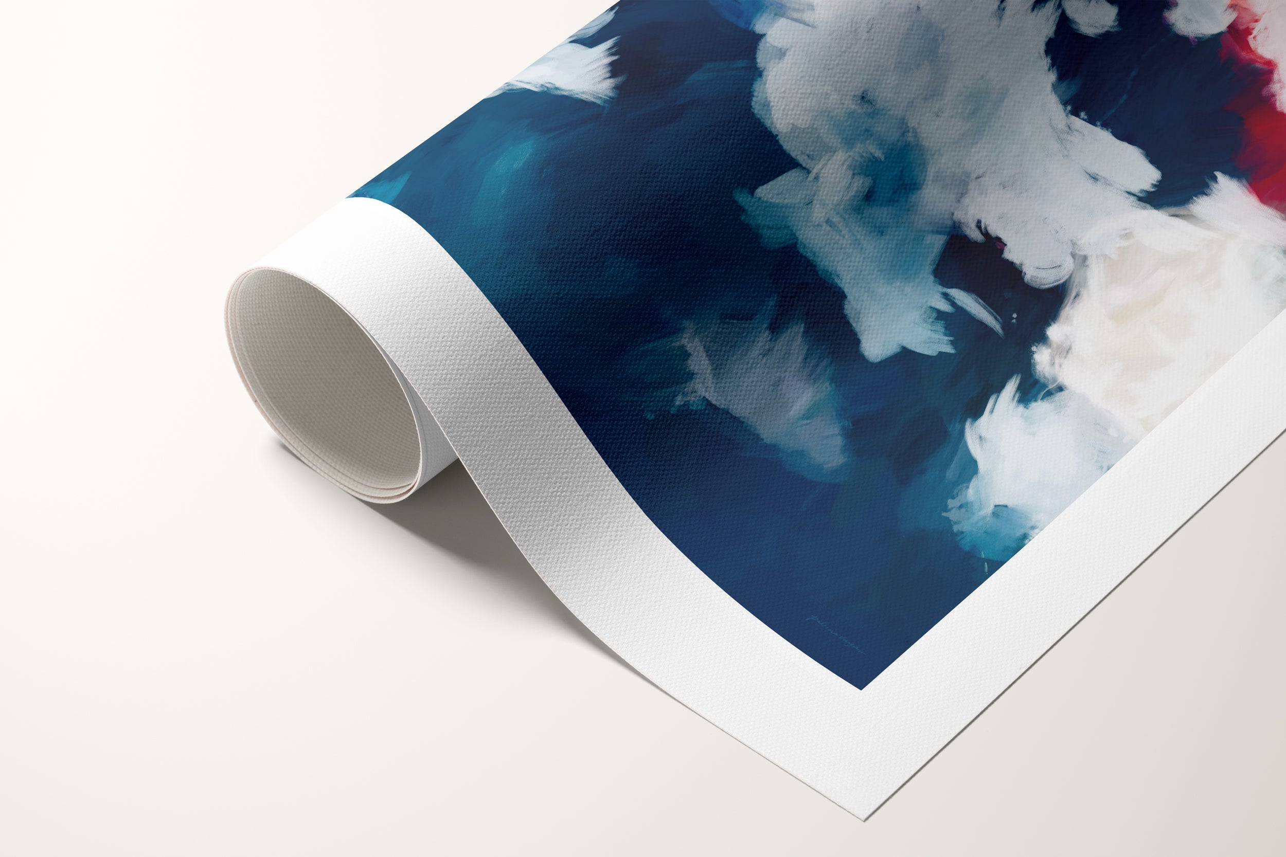 Oceane, blue and pink colorful abstract canvas wall art print by Parima Studio