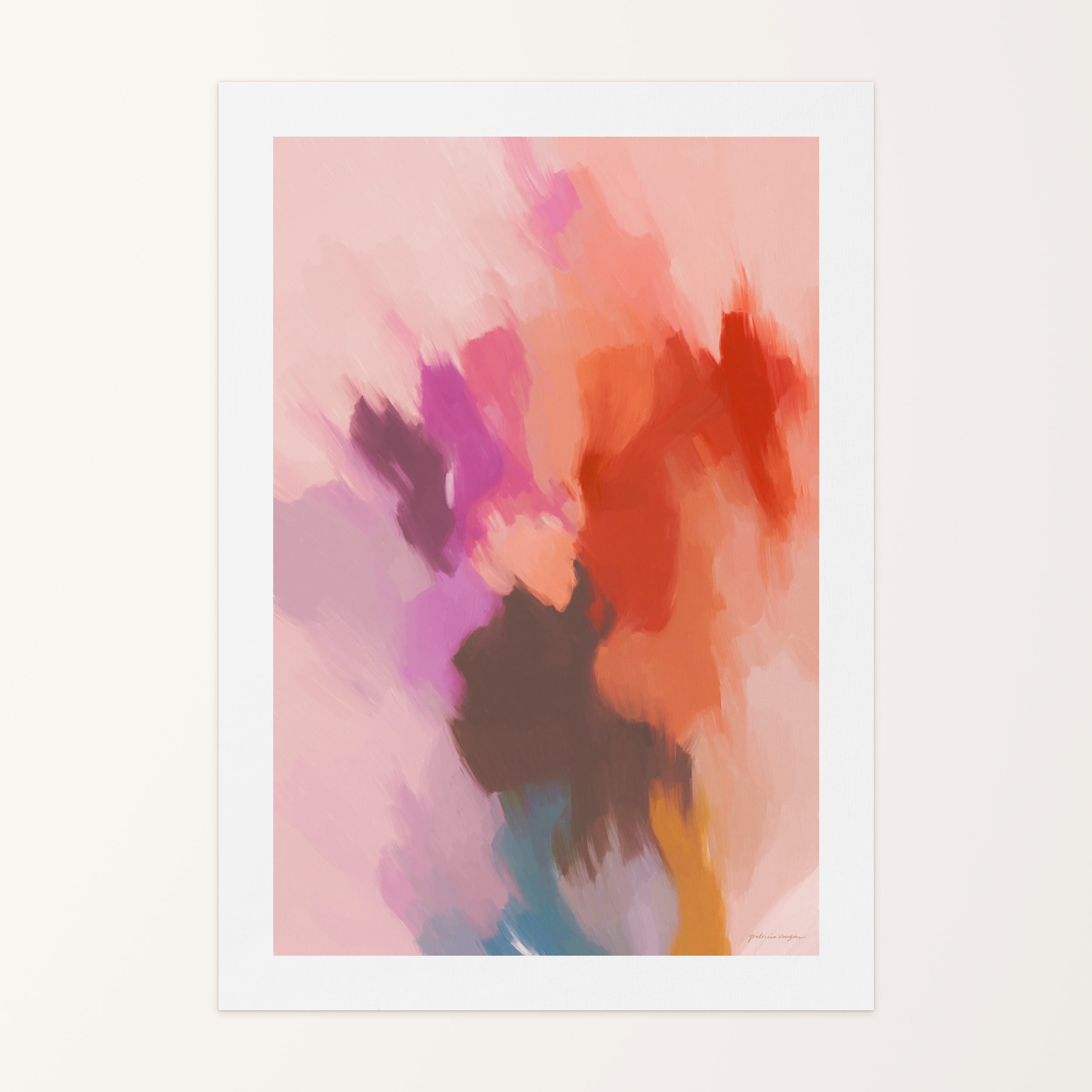 Plum, purple and pink colorful abstract canvas wall art print by Parima Studio