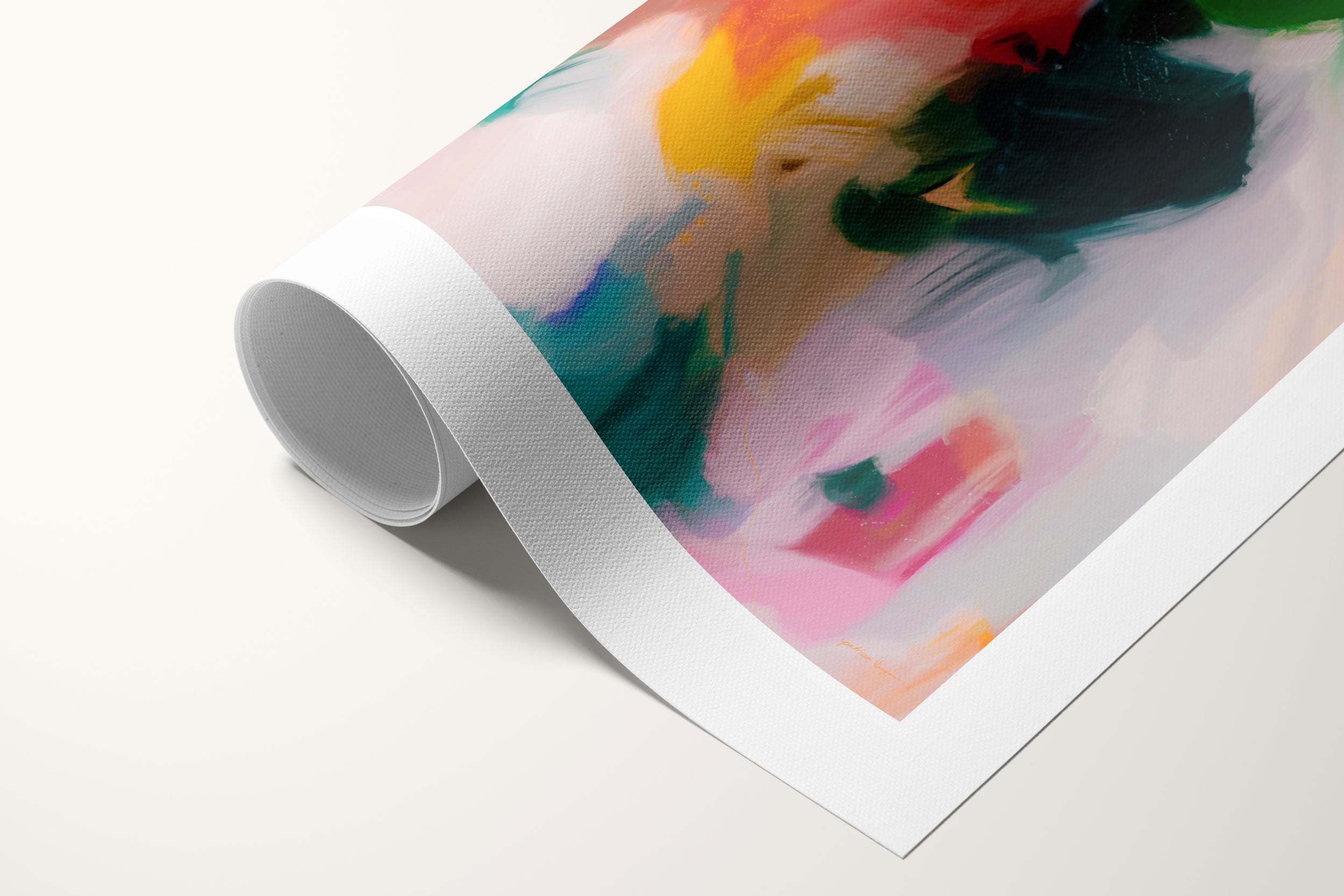 Pomme, multicolor colorful abstract canvas wall art print by Parima Studio