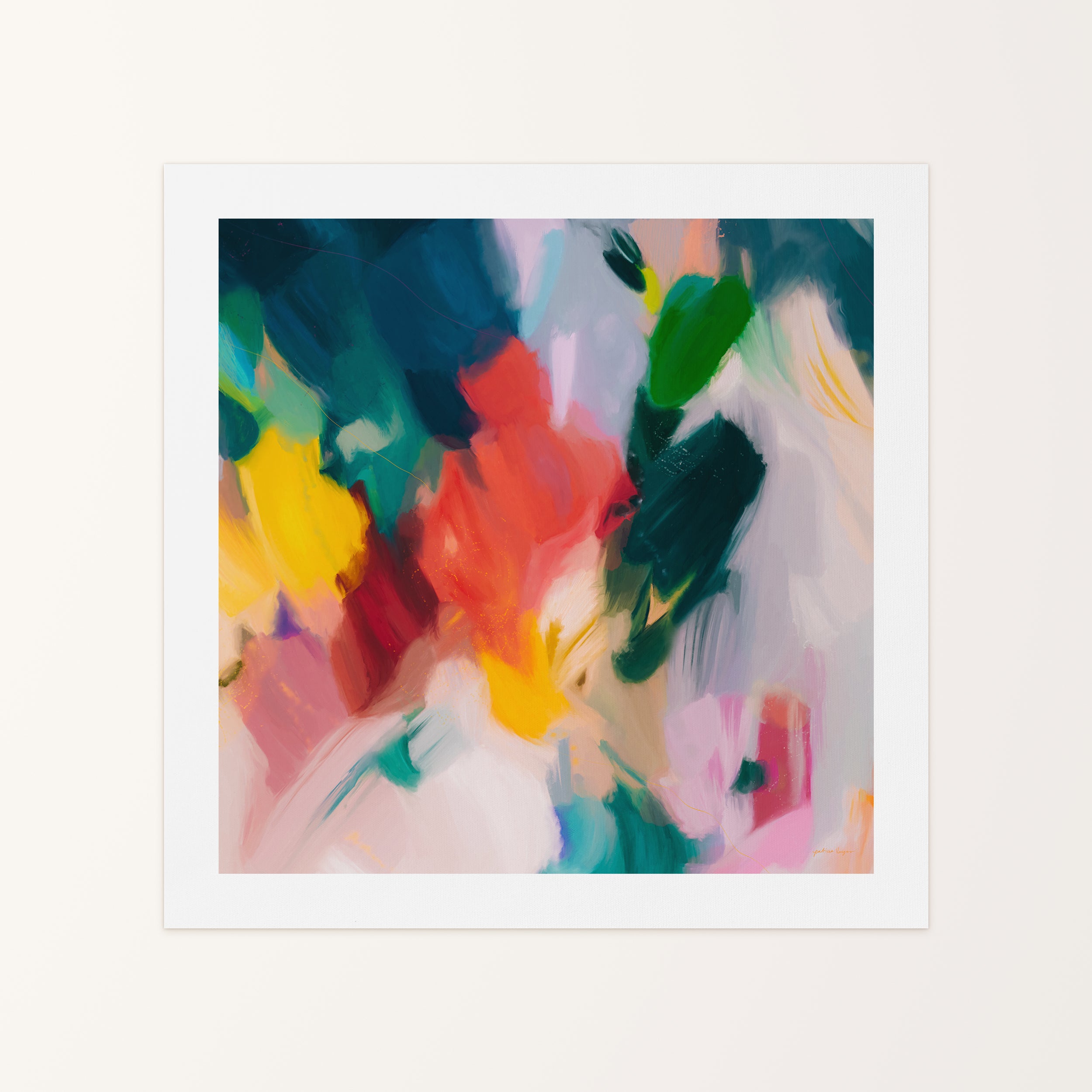 Pomme, multicolor colorful abstract canvas wall art print by Parima Studio