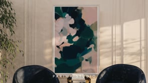 Video of Aerwyn, green and pink colorful abstract wall art print by Parima Studio