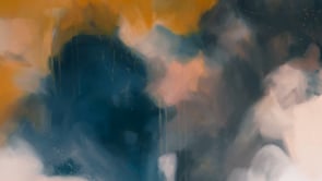 Video of Amelie, blue and orange colorful abstract wall art print by Parima Studio