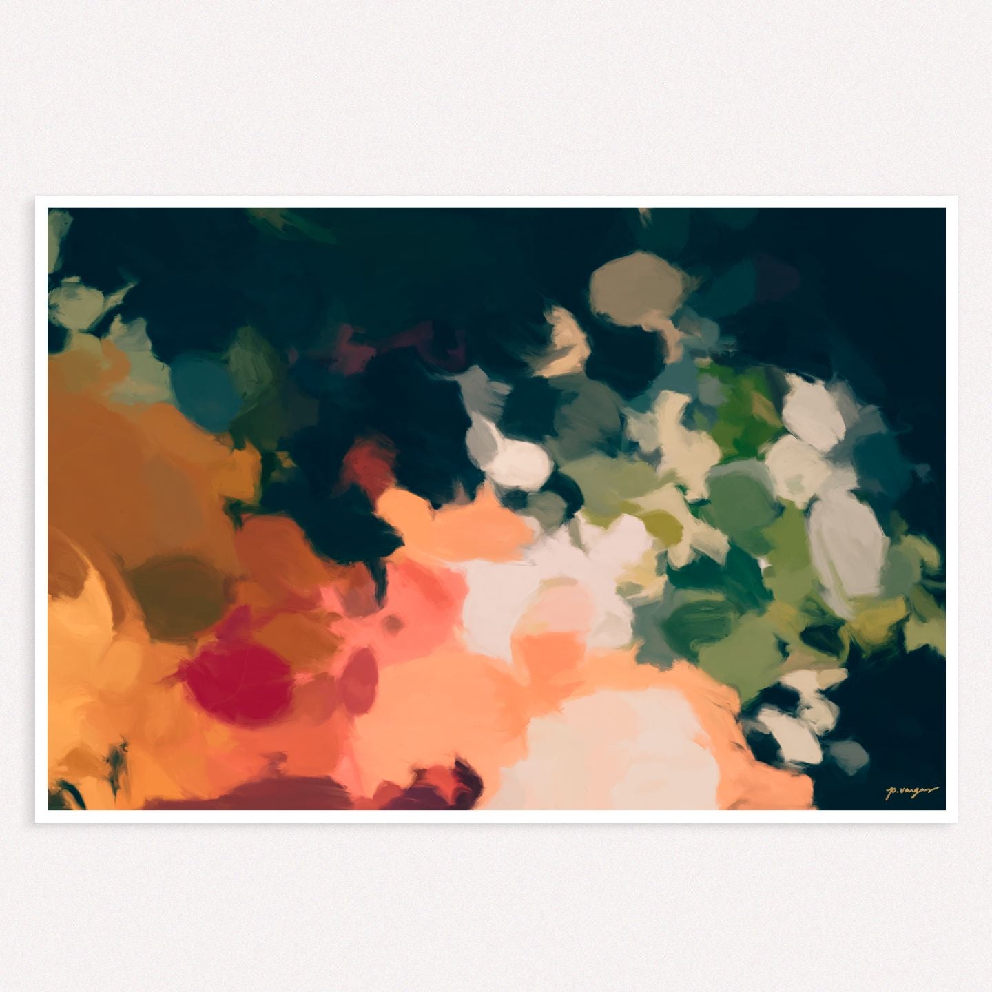 Ria, blue and orange colorful abstract wall art print by Parima Studio